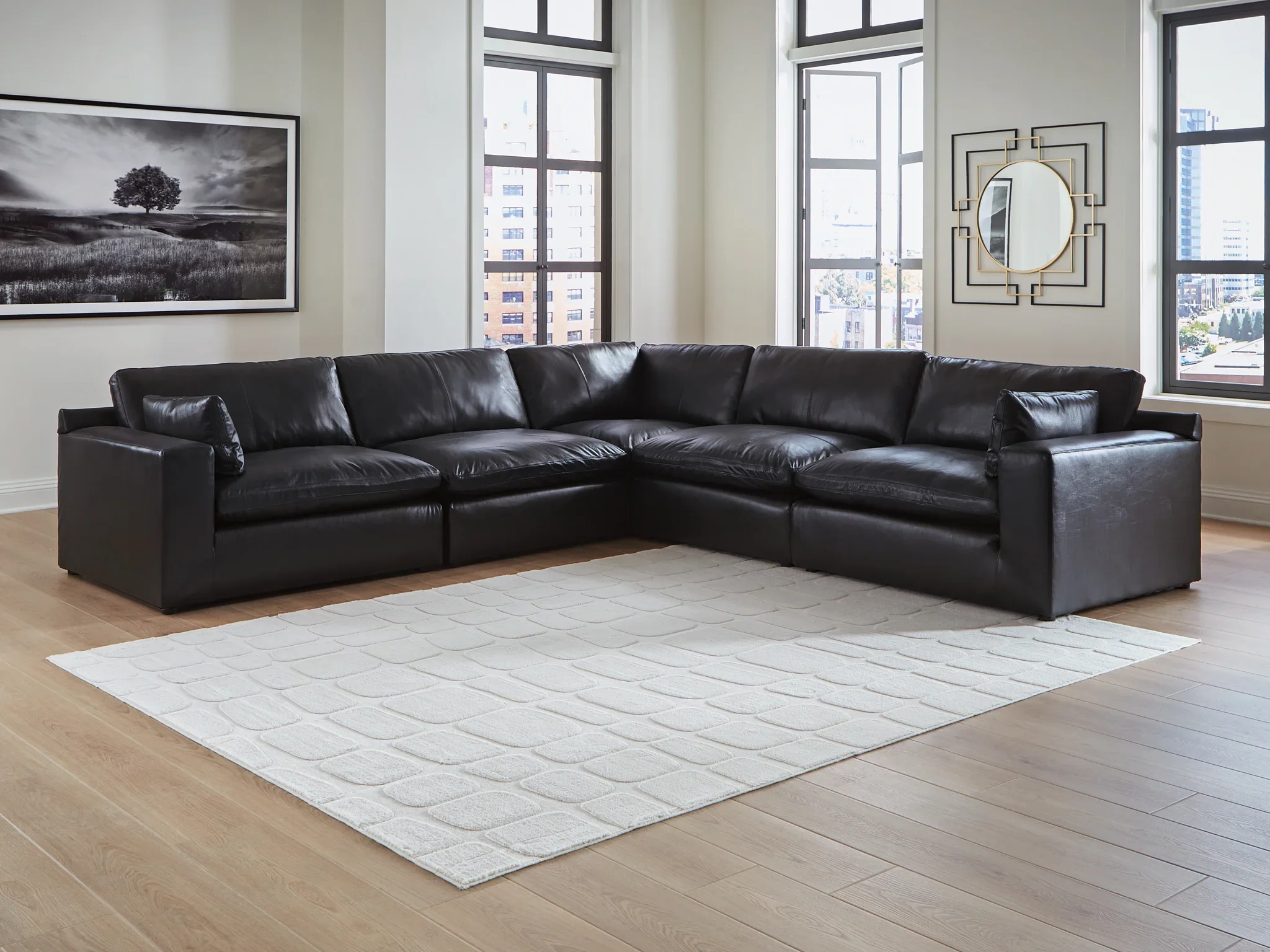 Emilia - 5-Piece Sectional - Black - Image 2