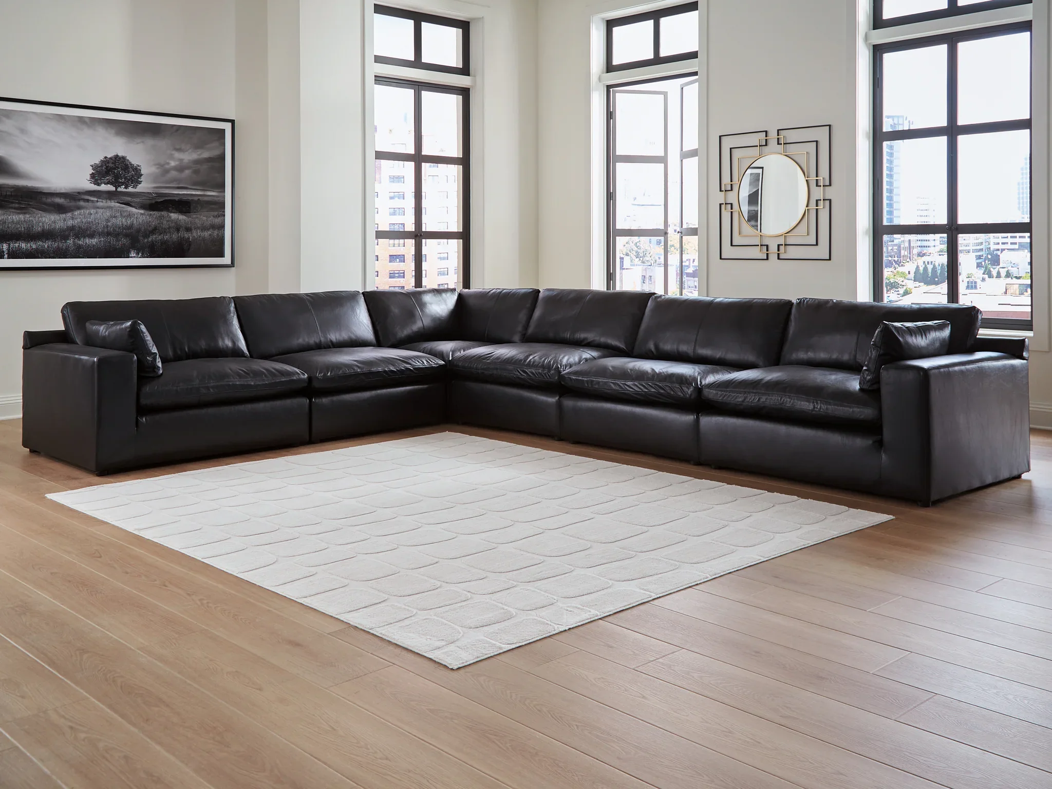Emilia - 6-Piece Sectional - Black - Image 2