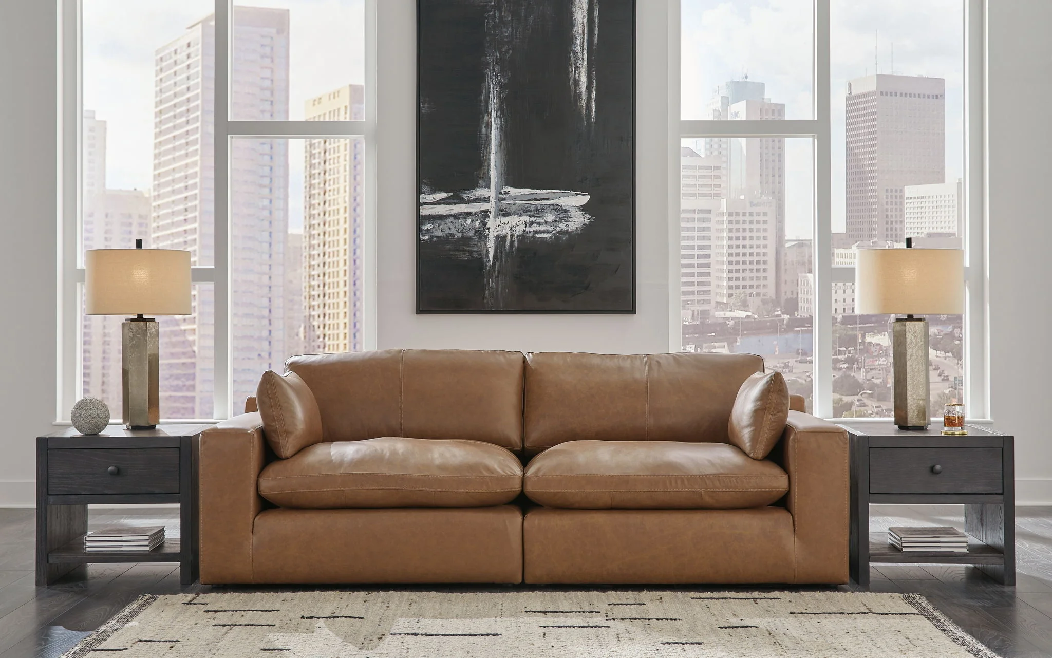 Emilia - Caramel - 2-Piece Sectional Loveseat - Image 2