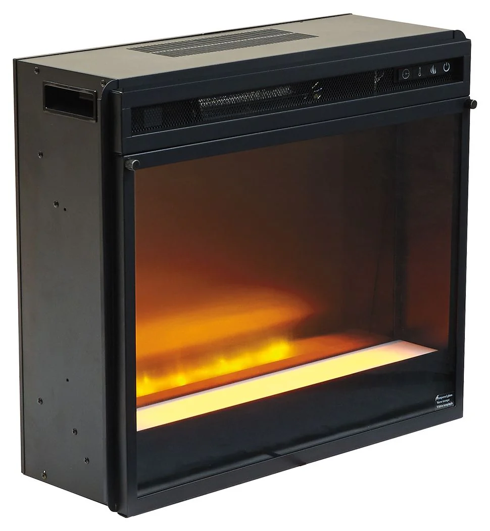 Entertainment - Black - Fireplace Insert Glass/Stone - Image 3