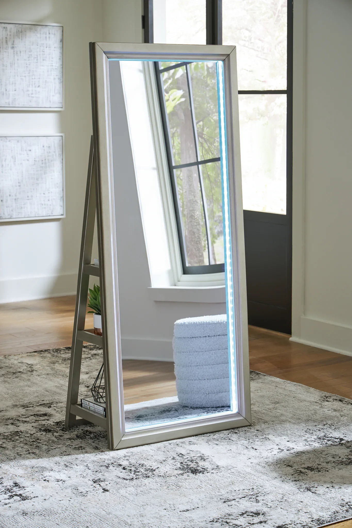 Evesen - Champagne - Floor Standing Mirror With Storage - Image 12