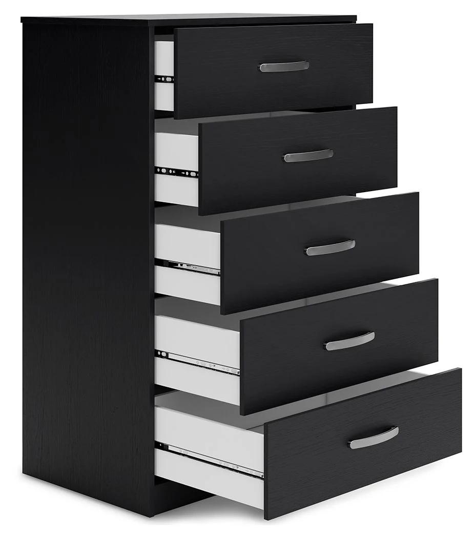 Finch - Black - Five Drawer Chest - 46" Height - Image 9