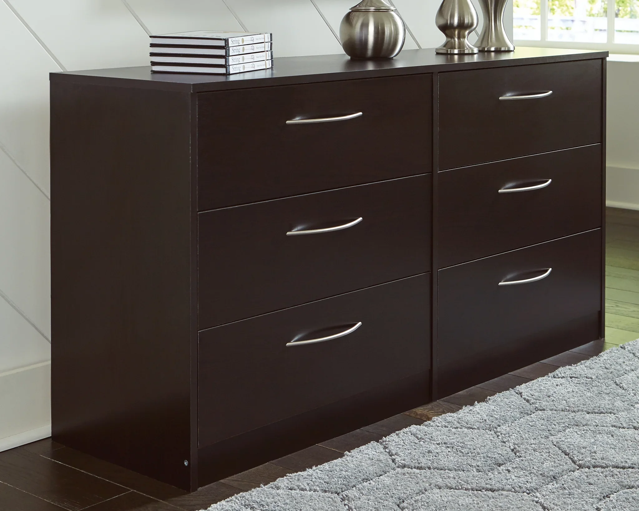 Finch - Black - Six Drawer Dresser - Image 2