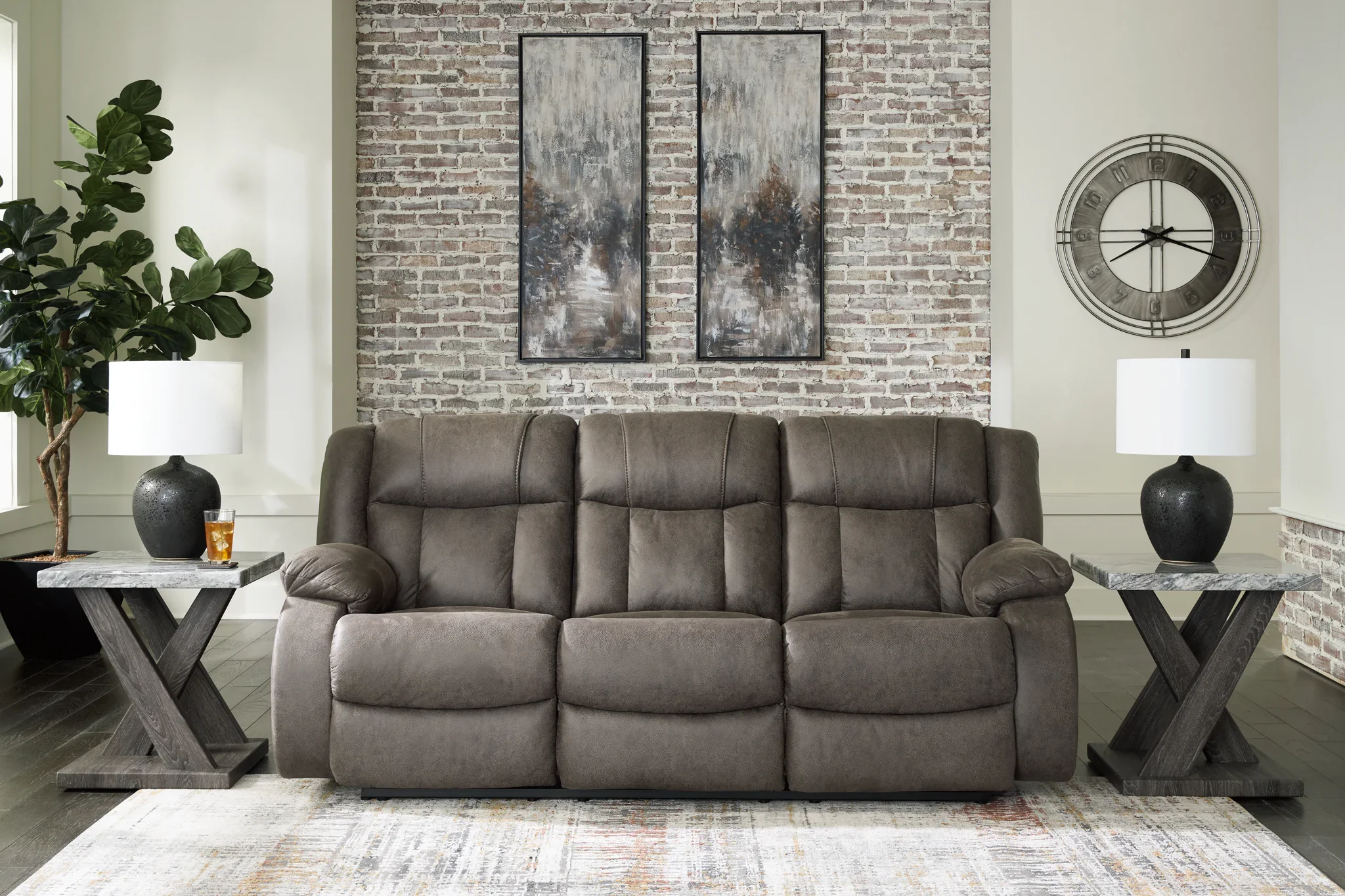 First Base - Gunmetal - Reclining Sofa - Image 6