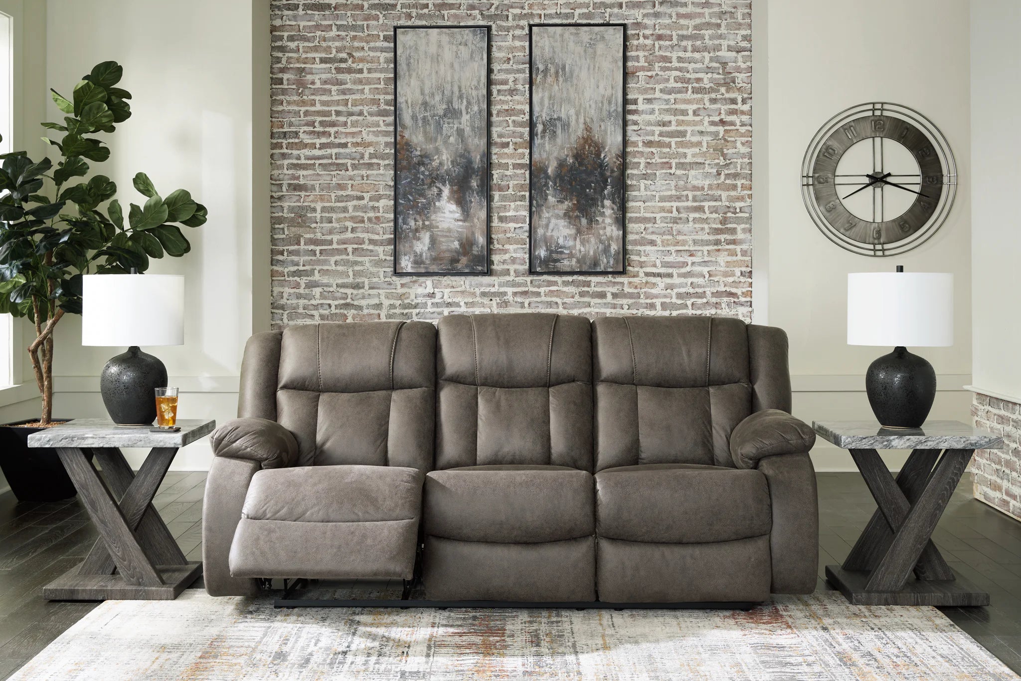 First Base - Gunmetal - Reclining Sofa - Image 7