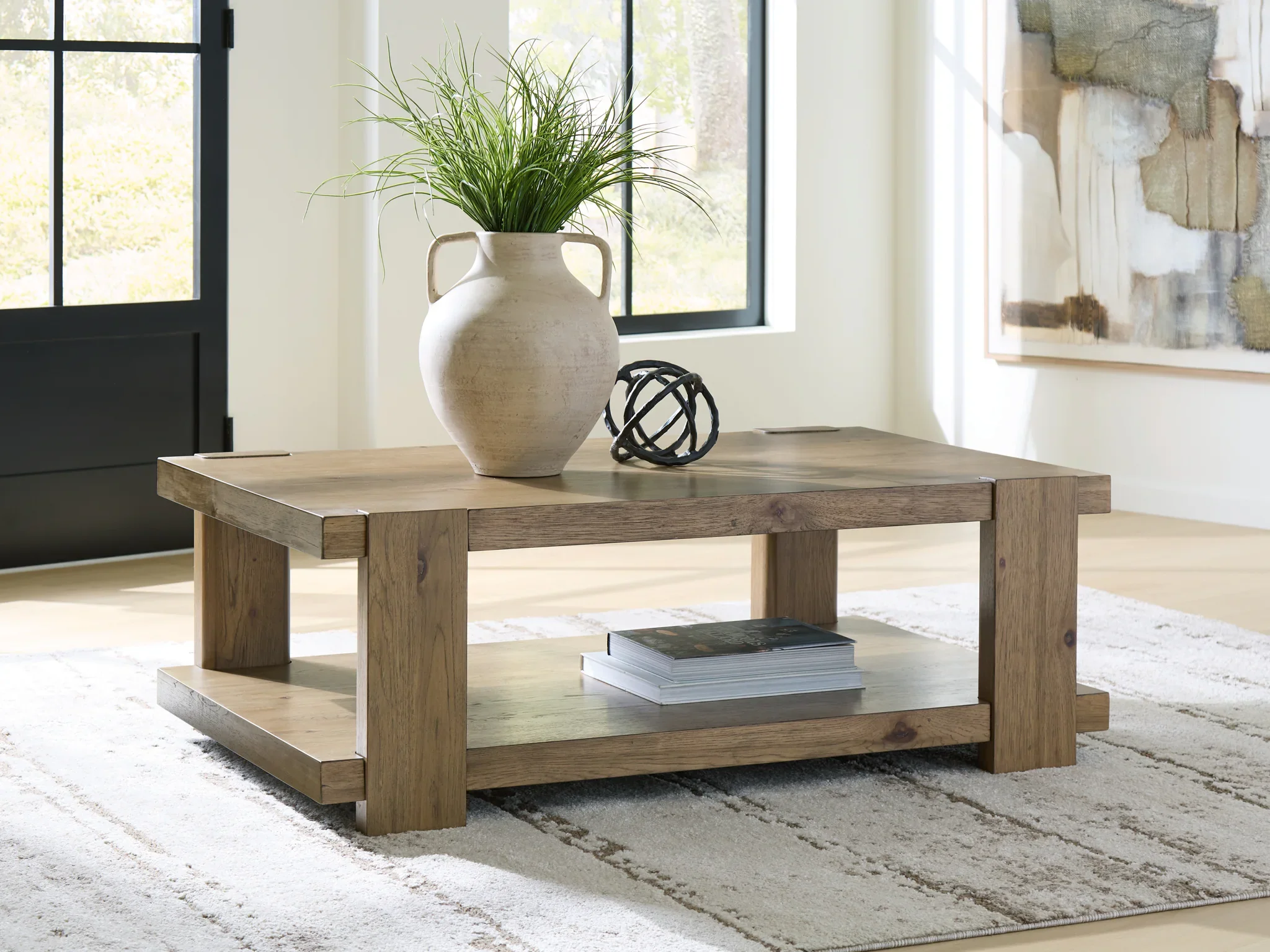 Flangren - Rectangular Cocktail Table - Light Brown - Image 2