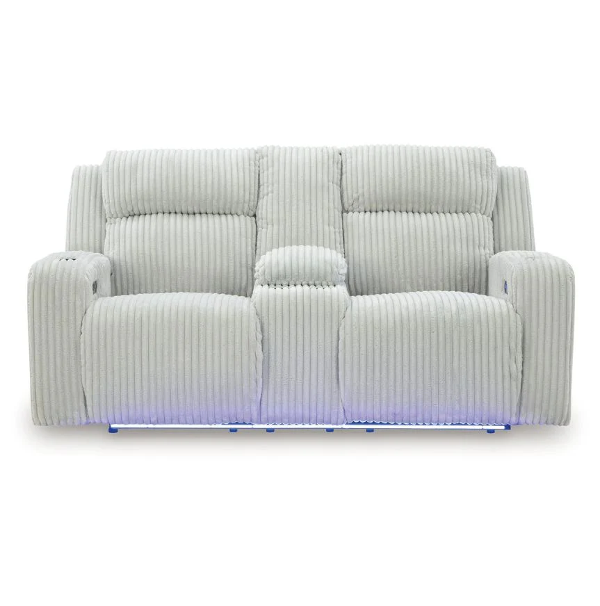 Forest Lake - Alloy - Power Reclining Loveseat With Console / Adj Headrest