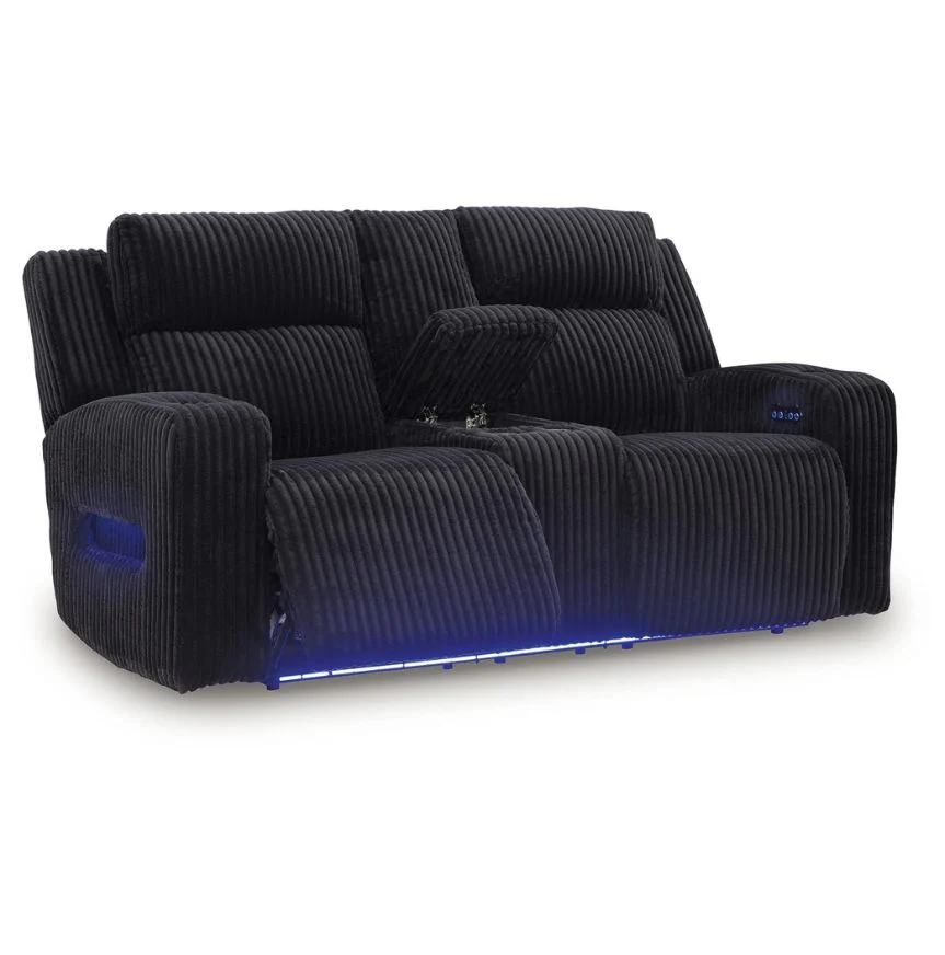 Forest Lake - Black - Power Reclining Loveseat With Console / Adj Headrest