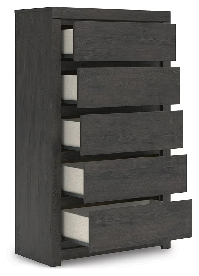 Fraluna - Charcoal - Five Drawer Chest - Image 2