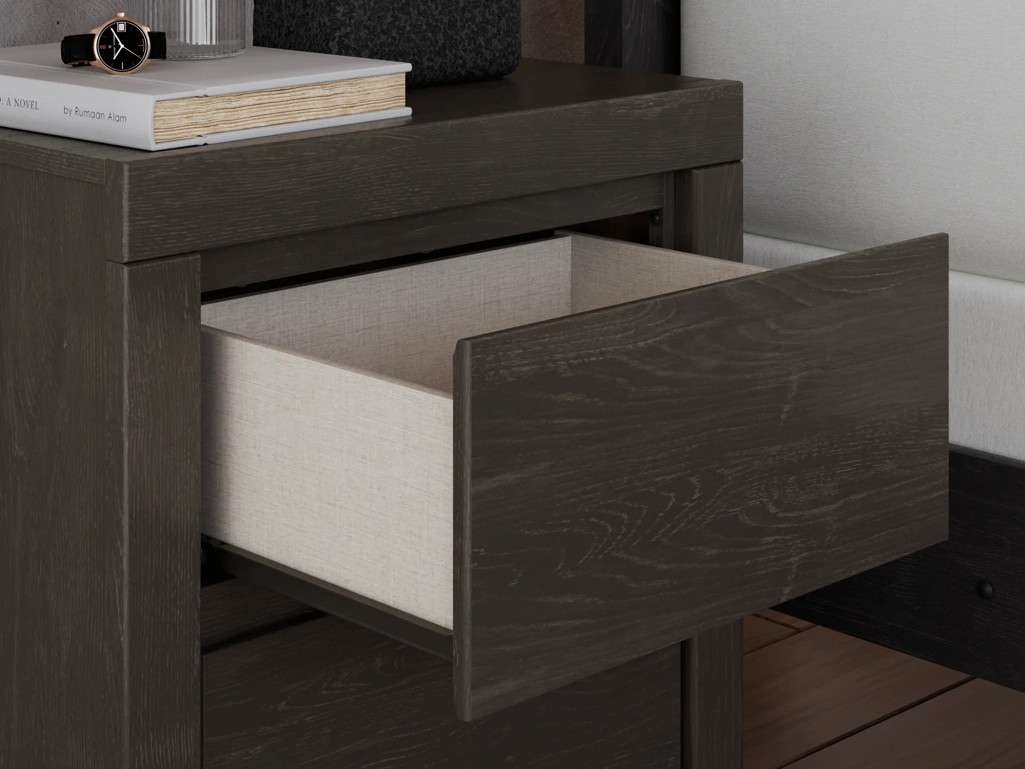 Fraluna - Charcoal - Two Drawer Night Stand - Image 10
