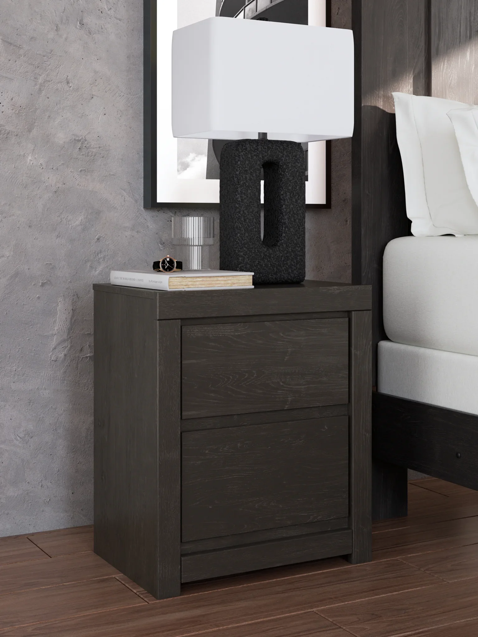 Fraluna - Charcoal - Two Drawer Night Stand - Image 9
