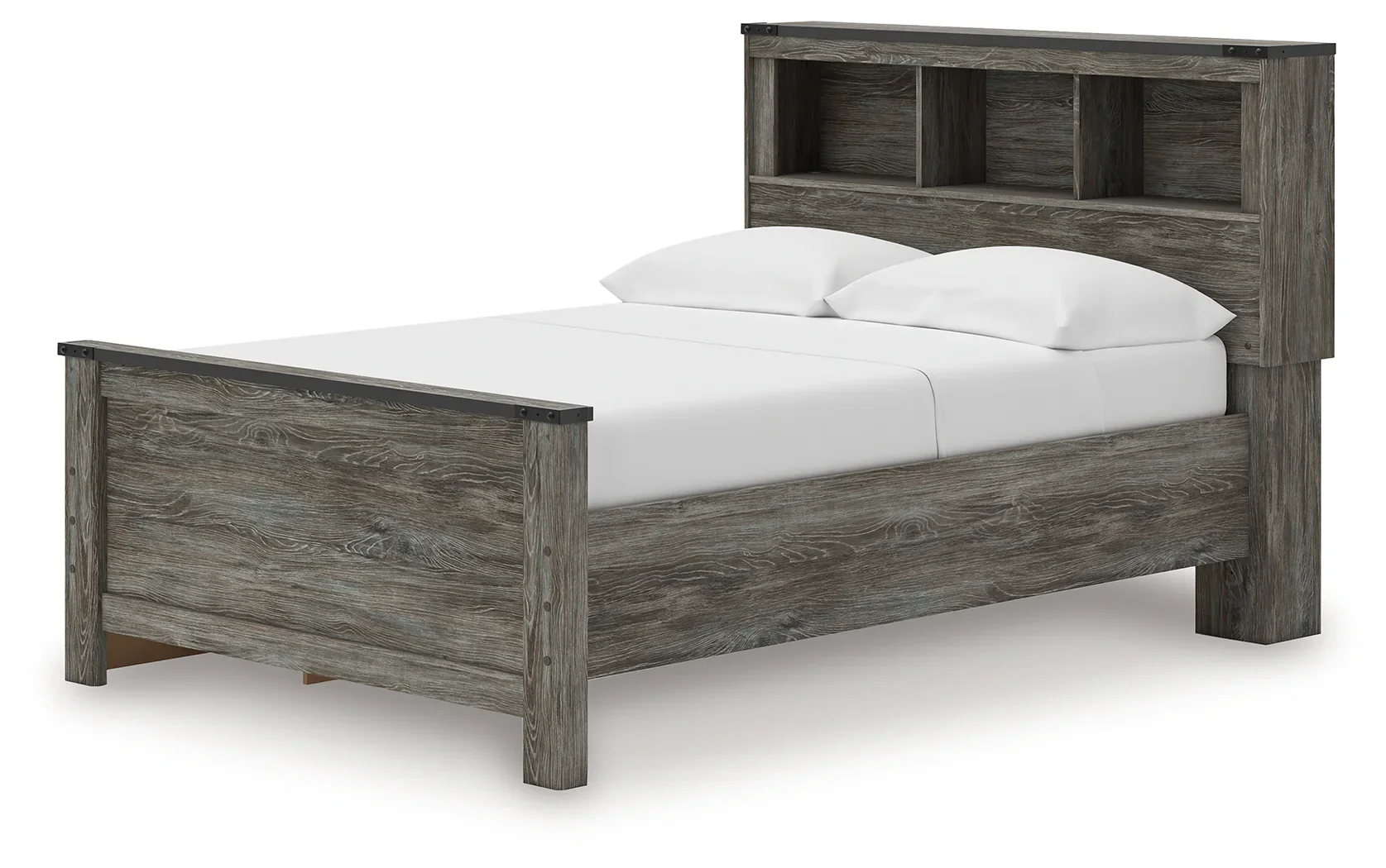 Frandern - Gray - Full Bookcase Panel Bed With Storage - Image 2