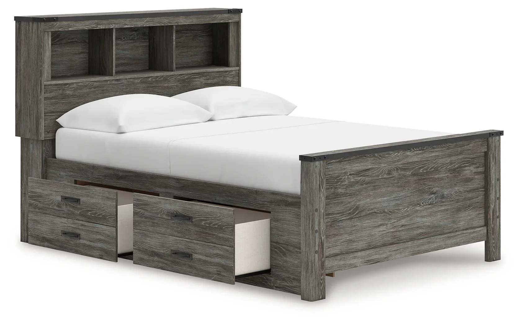 Frandern - Gray - Full Bookcase Panel Bed With Storage - Image 3
