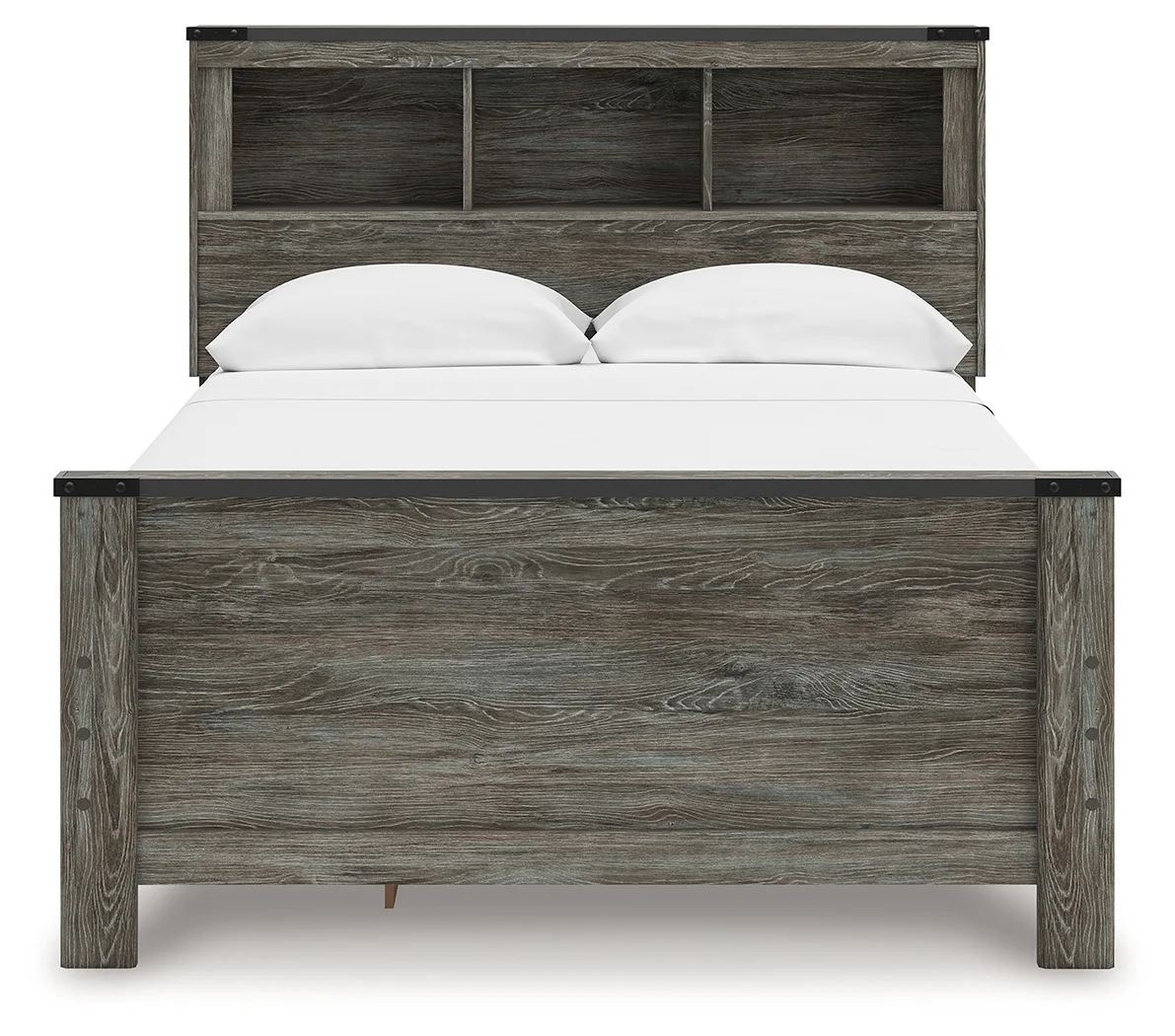 Frandern - Gray - Full Bookcase Panel Bed With Storage - Image 4