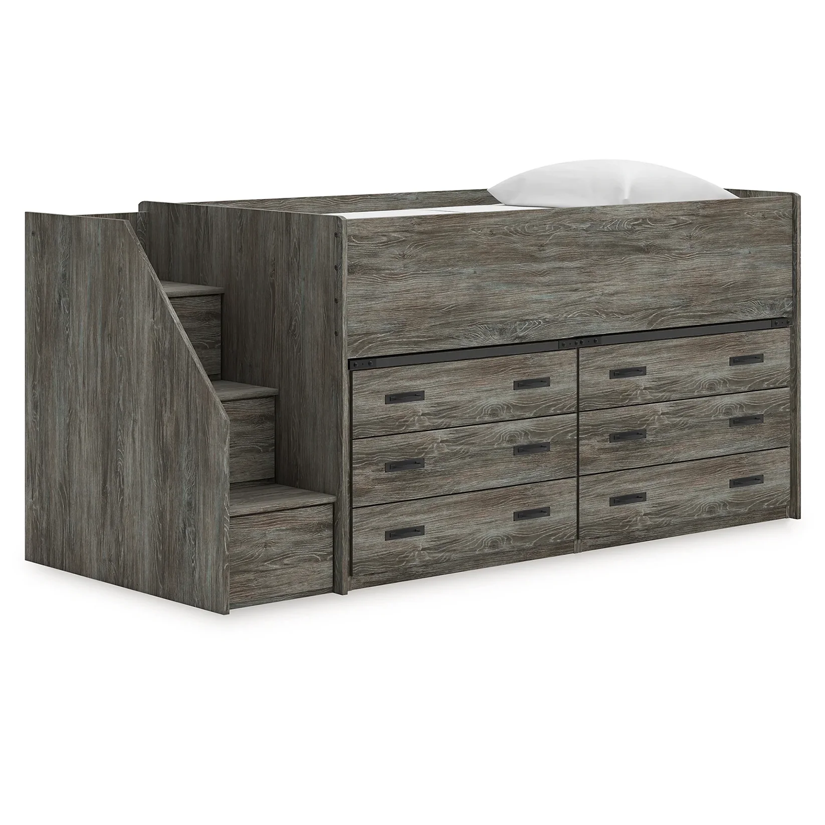 Frandern - Gray - Twin Loft Bed With 2 Drawer Storages