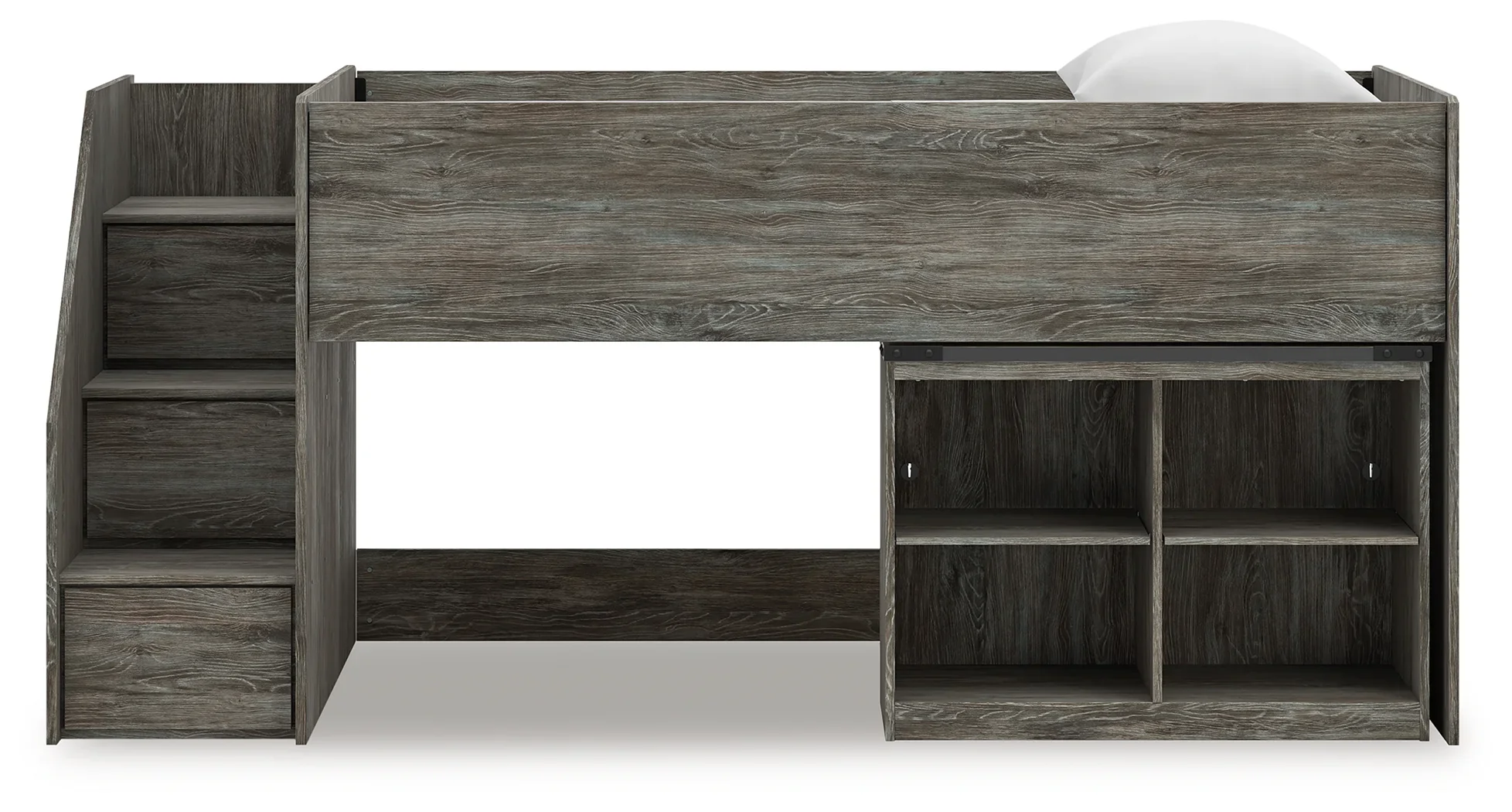 Frandern - Gray - Twin Loft Bed With Bookcase Storage - Image 3