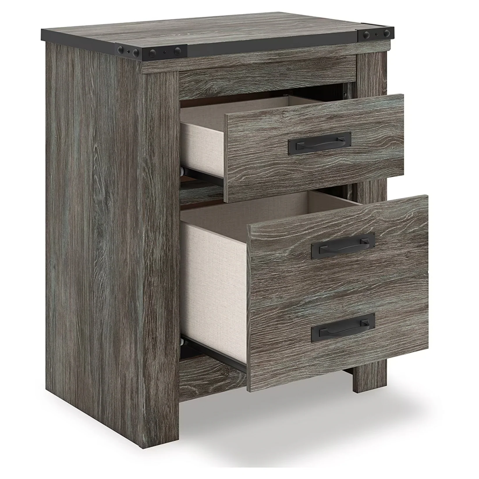 Frandern - Gray - Two Drawer Night Stand - Image 3