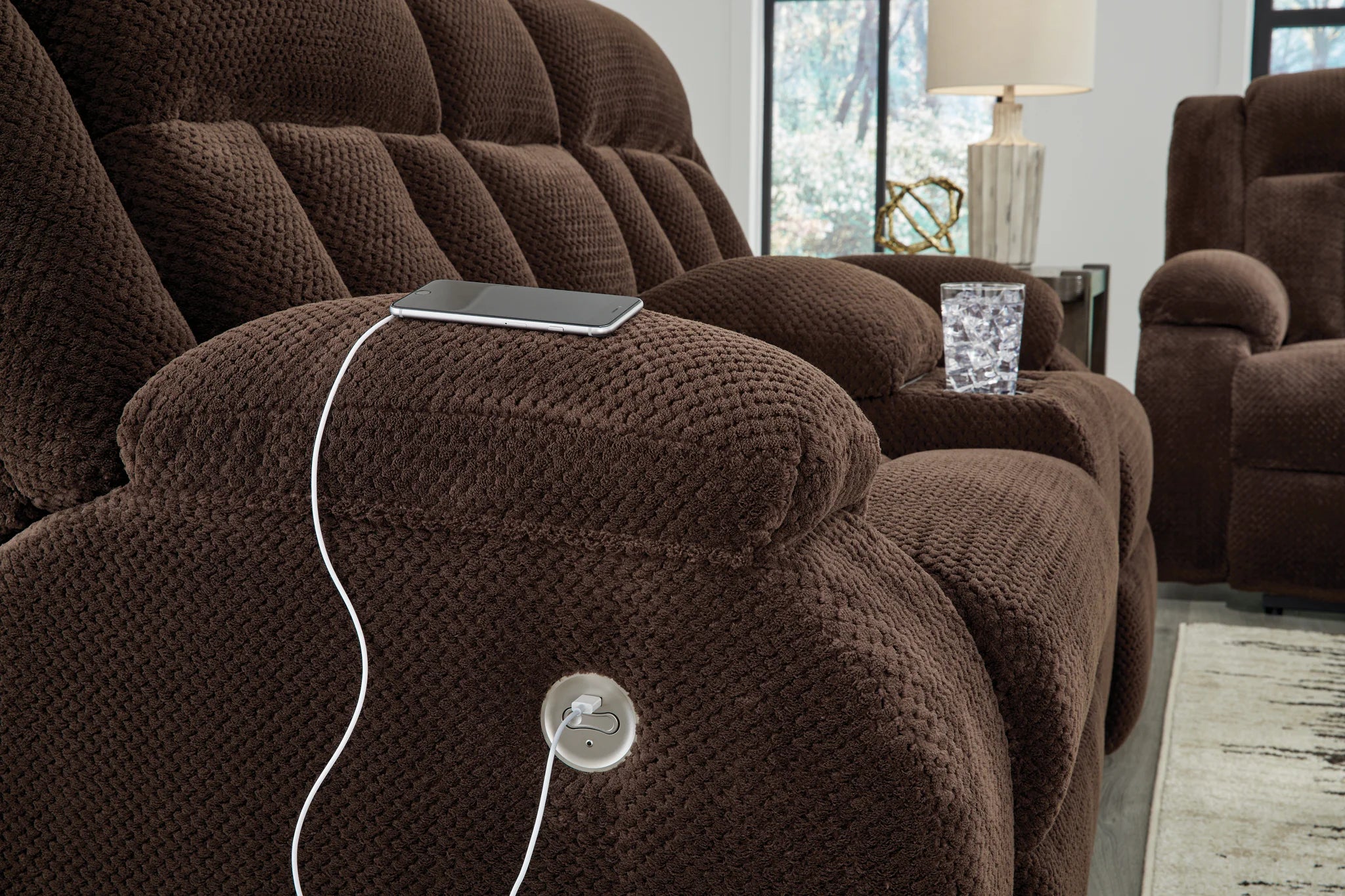 Free Wake - Chocolate - Double Relcining Power Loveseat With Console - Image 5