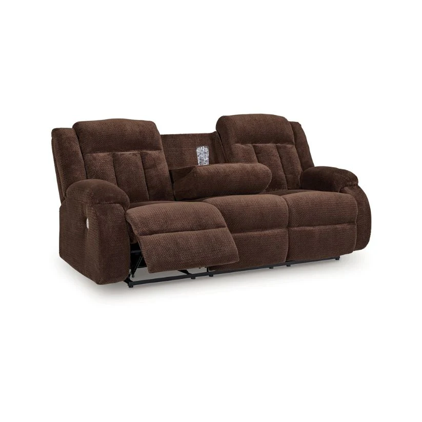 Free Wake - Chocolate - Reclining Power Sofa With Drop Down Table