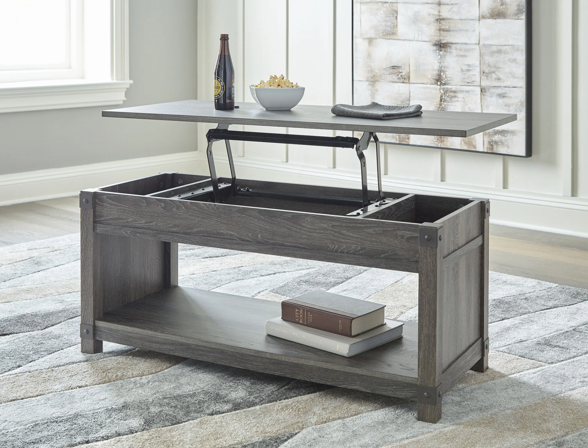 Freedan - Grayish Brown - Rect Lift Top Cocktail Table - Image 6