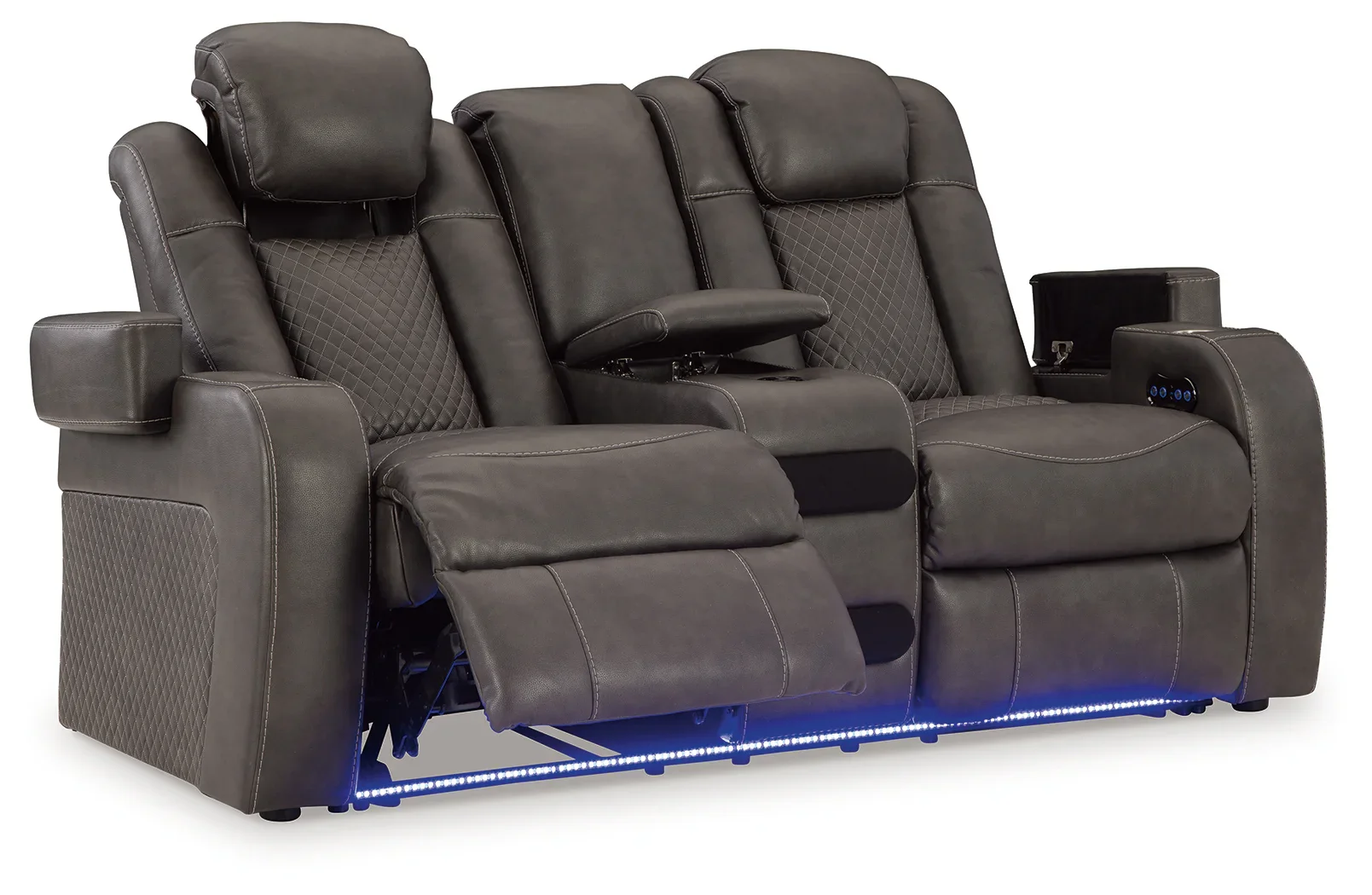 Fyne-Dyme - Sapphire - Power Reclining Loveseat with Console/Adj Hdrst - Image 3