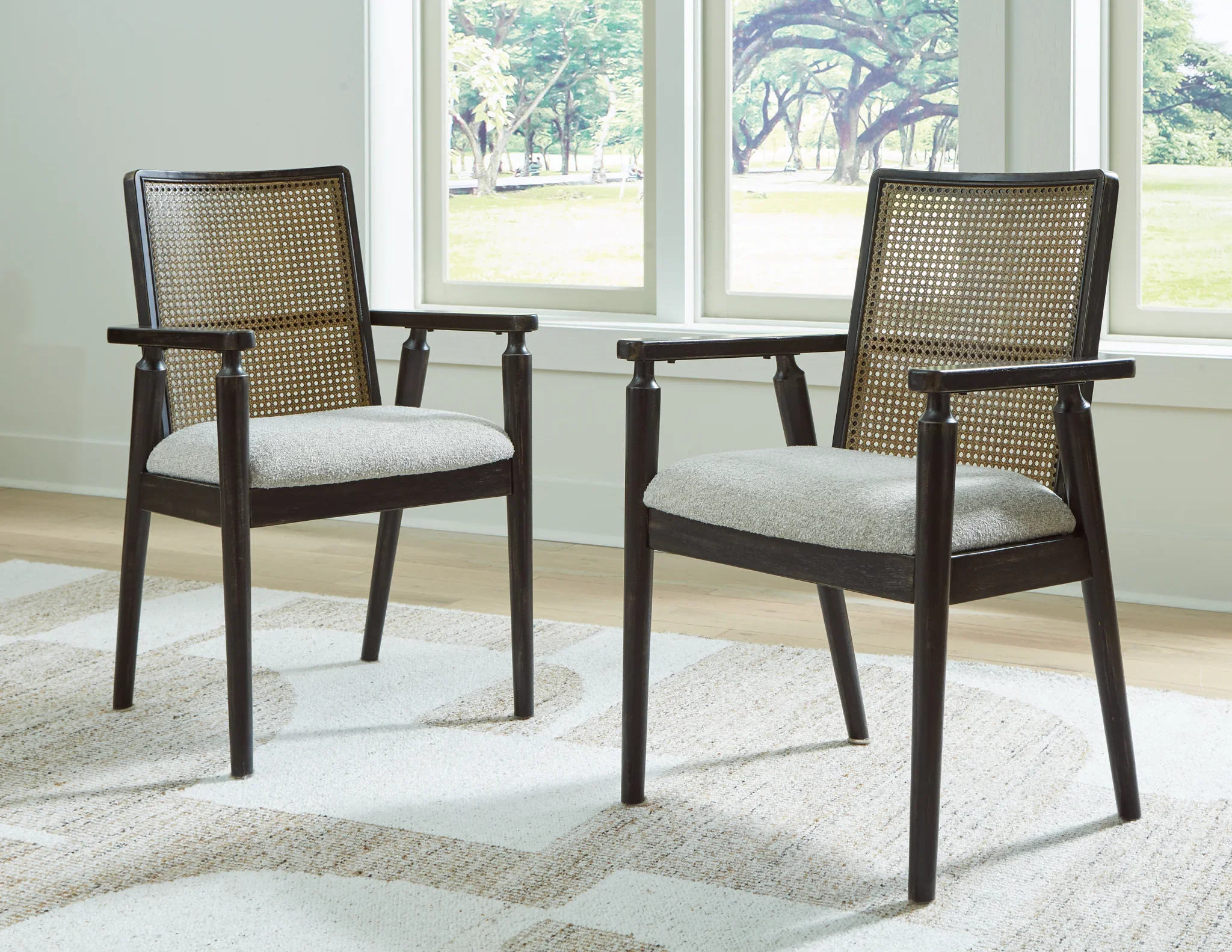 Galliden - Light Brown / Black - 8 Pc. - Rectangular Dining Table, 4 Side Chairs, 2 Arm Chairs, Server - Image 5