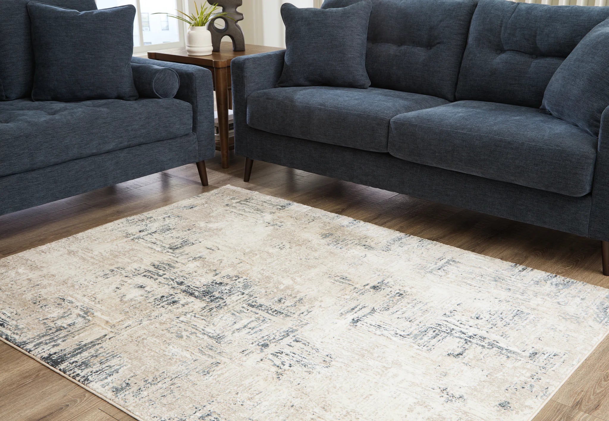 Gentor - Blue / Ivory - Medium Rug - 5' x 7' - Image 2