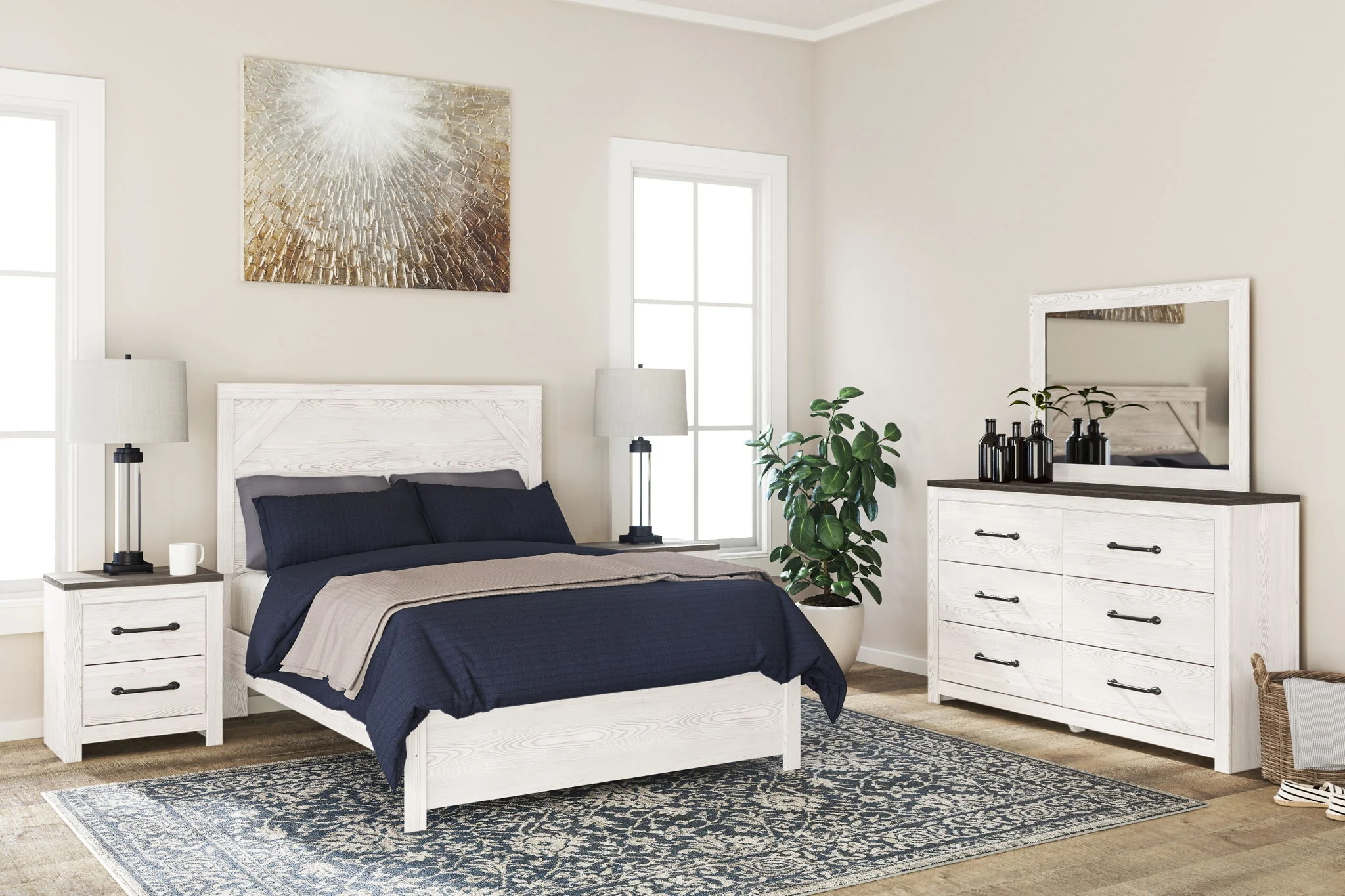 Gerridan - White / Gray - Two Drawer Night Stand - Image 4