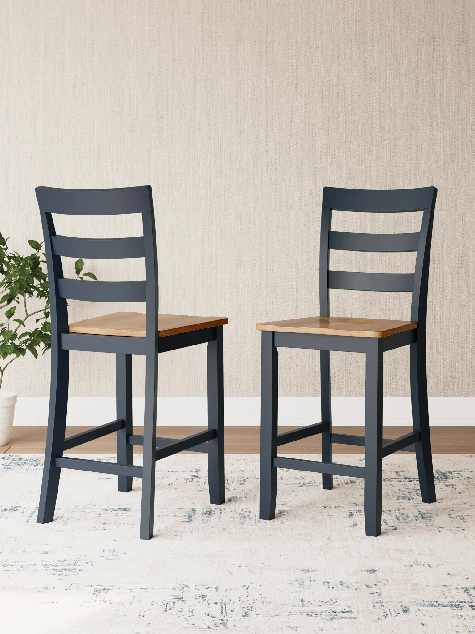 Gesthaven - Natural / Blue - Barstool (Set of 2) - Image 3