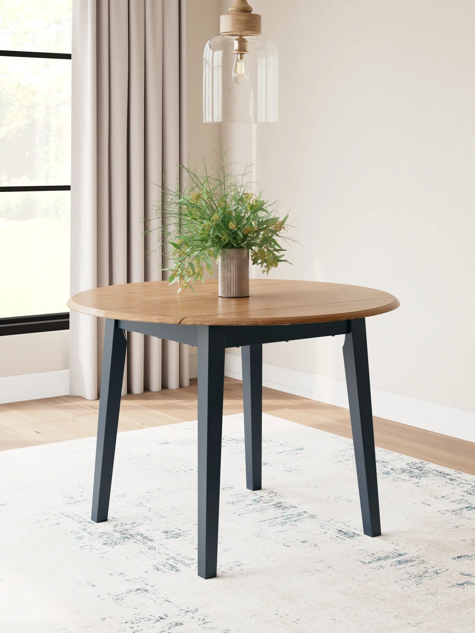 Gesthaven - Natural / Blue - Round Dining Room Drop Leaf Table - Image 2