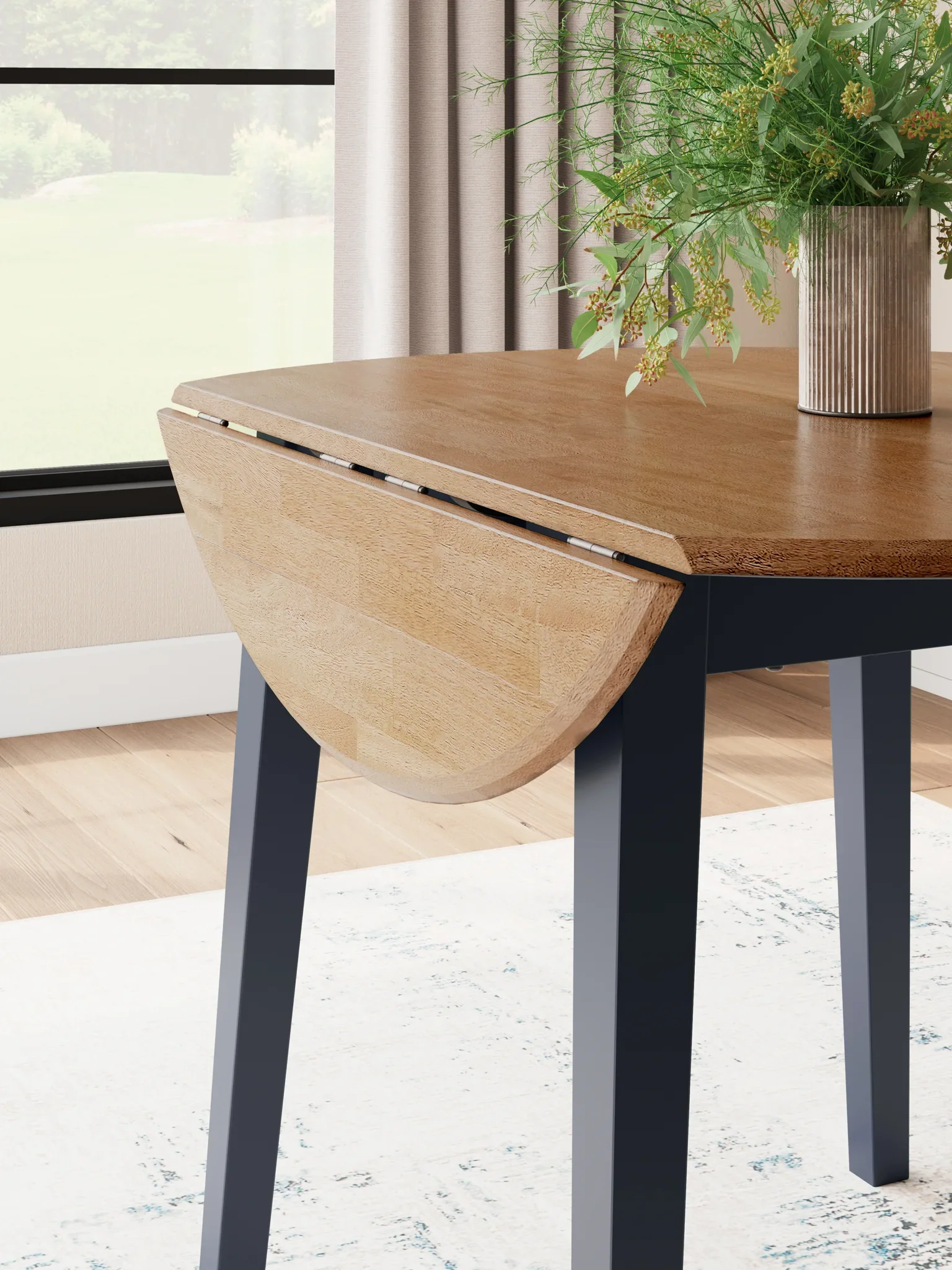 Gesthaven - Natural / Blue - Round Dining Room Drop Leaf Table - Image 6