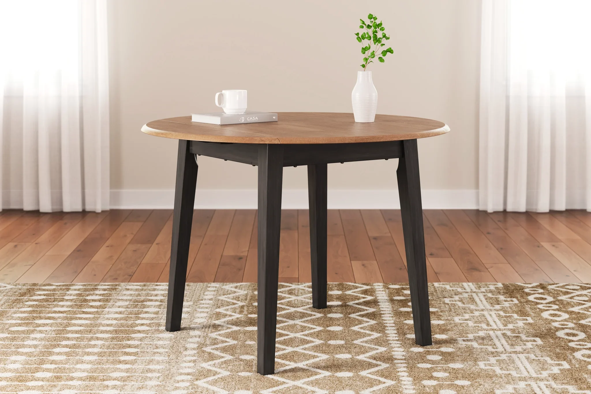 Gesthaven - Natural / Brown - Round Dining Room Drop Leaf Table - Image 2