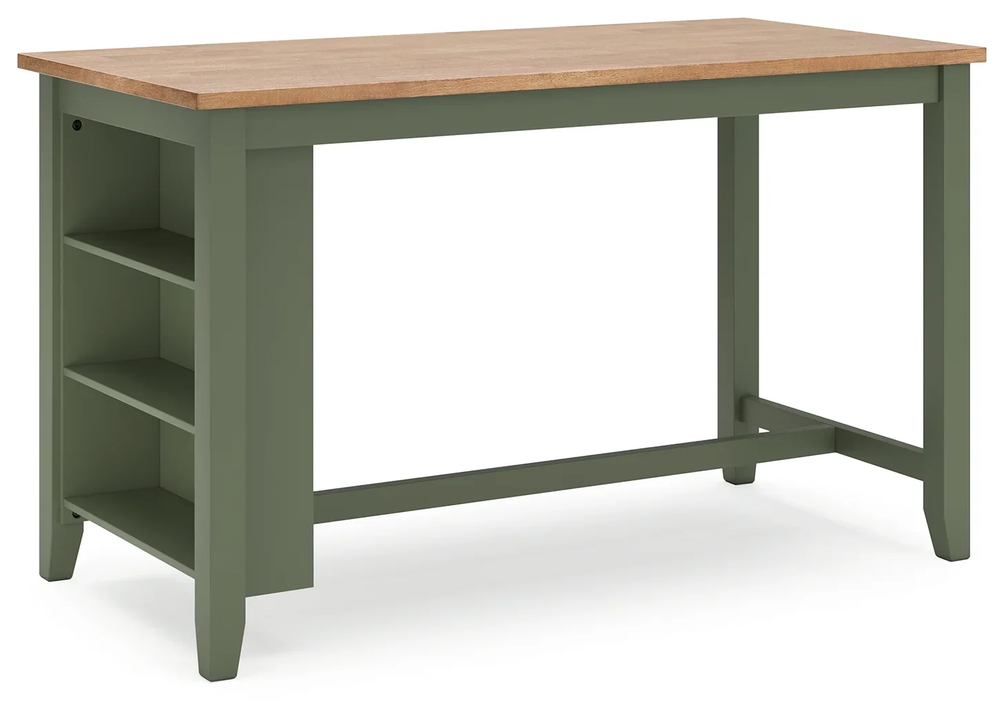 Gesthaven - Natural / Green - 5 Pc. - Rectangular Dining Room Counter Table, 4 Barstools - Image 2