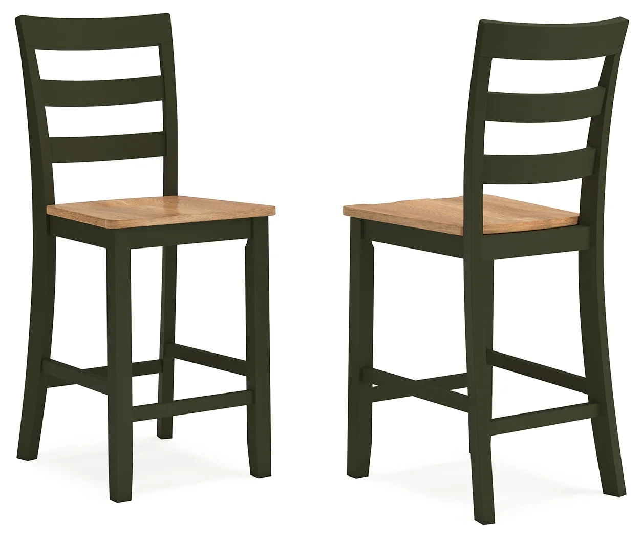 Gesthaven - Natural / Green - 5 Pc. - Rectangular Dining Room Counter Table, 4 Barstools - Image 5