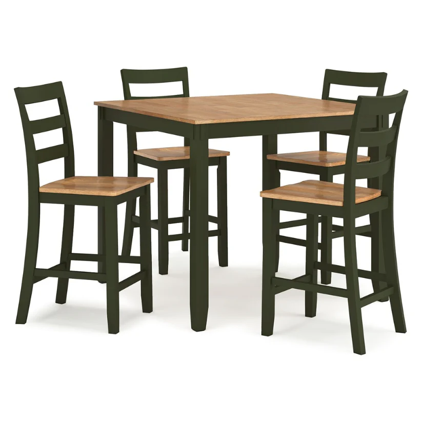 Gesthaven - Natural / Green - Dining Room Counter Table Set (Set of 5)