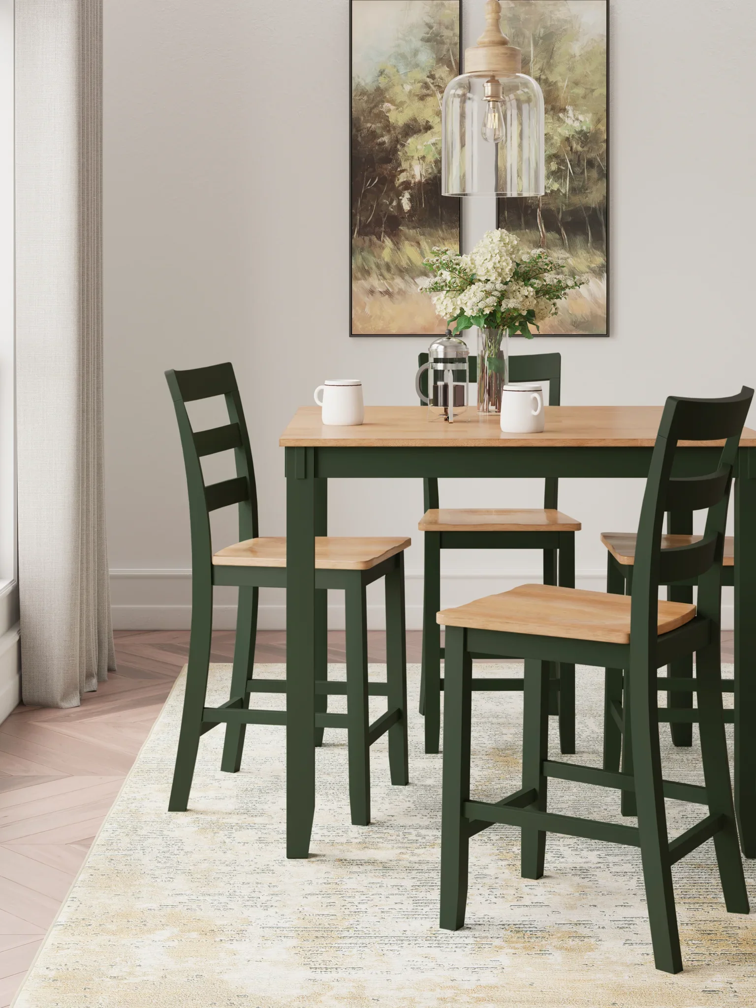 Gesthaven - Natural / Green - Dining Room Counter Table Set (Set of 5) - Image 6
