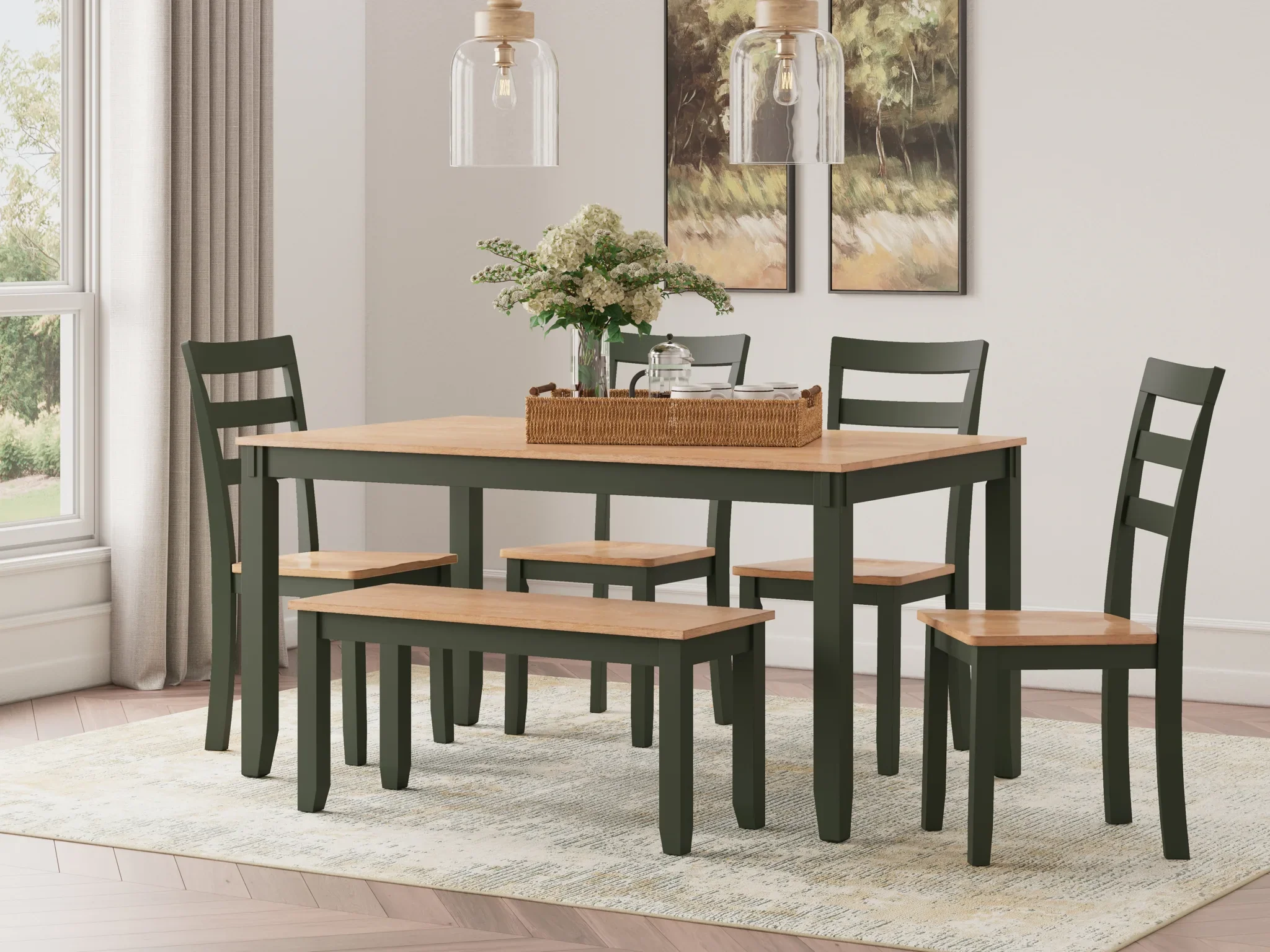 Gesthaven - Natural / Green - Dining Room Table Set (Set of 6) - Image 2