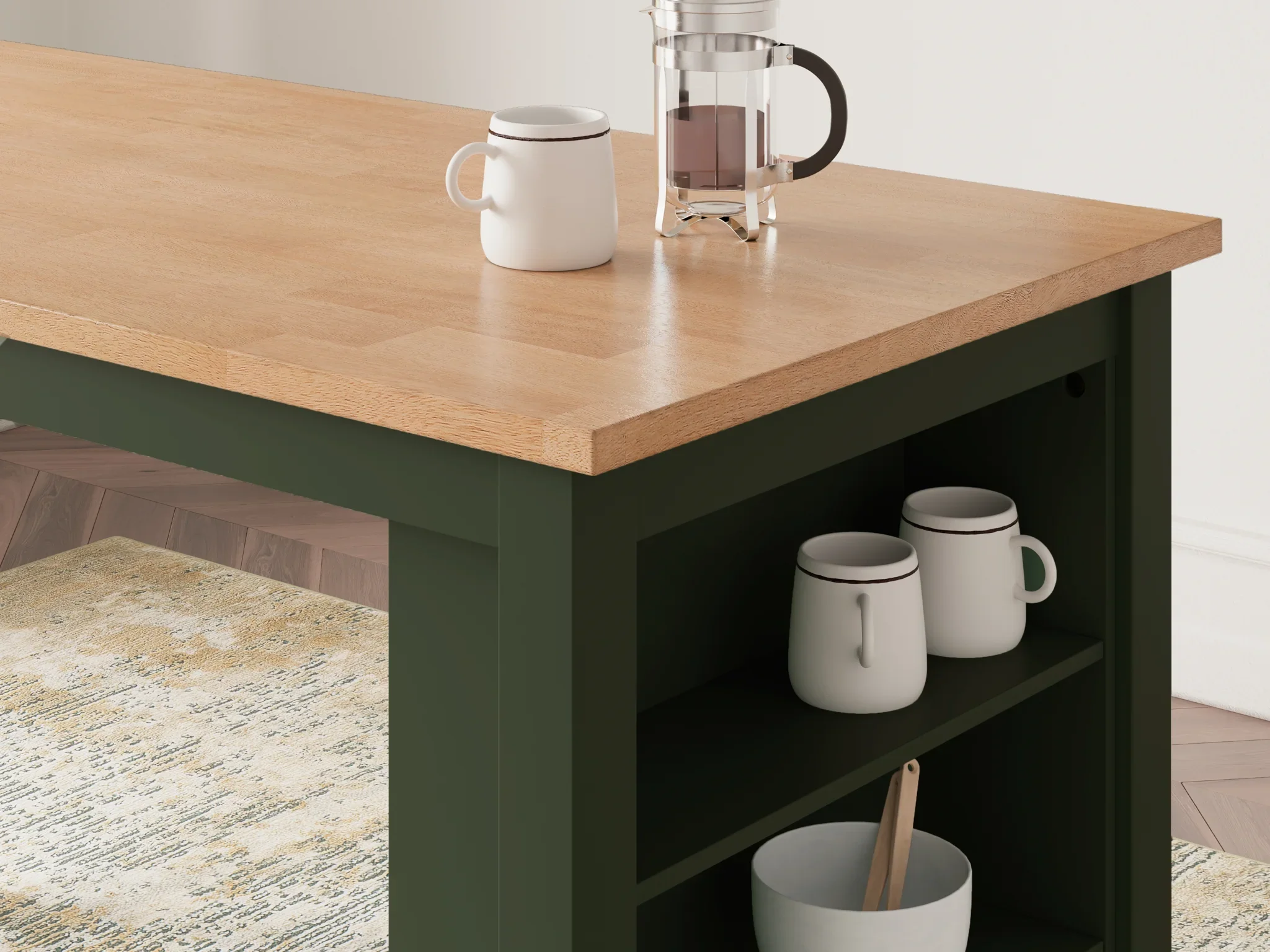 Gesthaven - Natural / Green - Rectangular Dining Room Counter Table - Image 9
