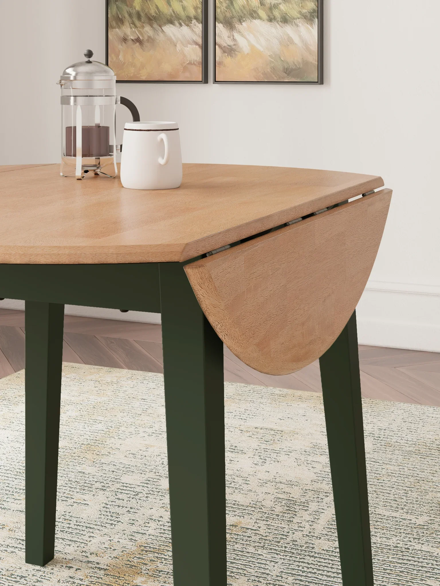 Gesthaven - Natural / Green - Round Dining Room Drop Leaf Table - Image 6