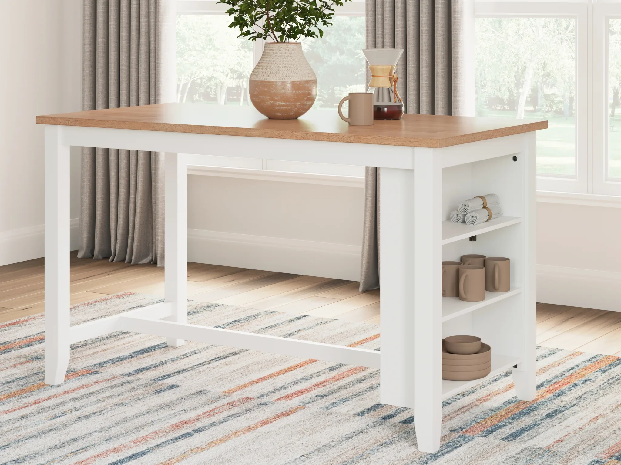 Gesthaven - Natural / White - Rectangular Dining Room Counter Table - Image 2