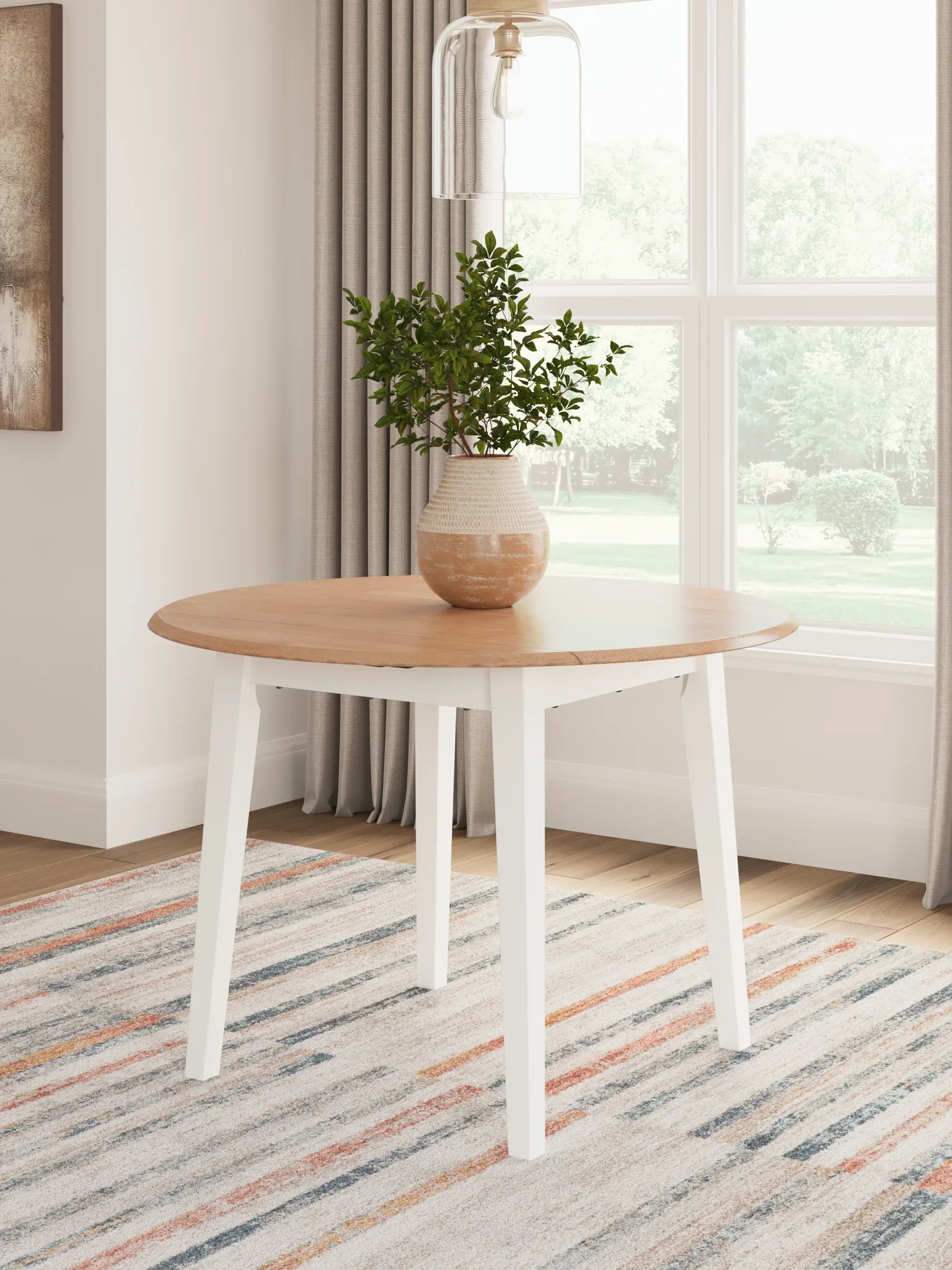 Gesthaven - Natural / White - Round Dining Room Drop Leaf Table - Image 2
