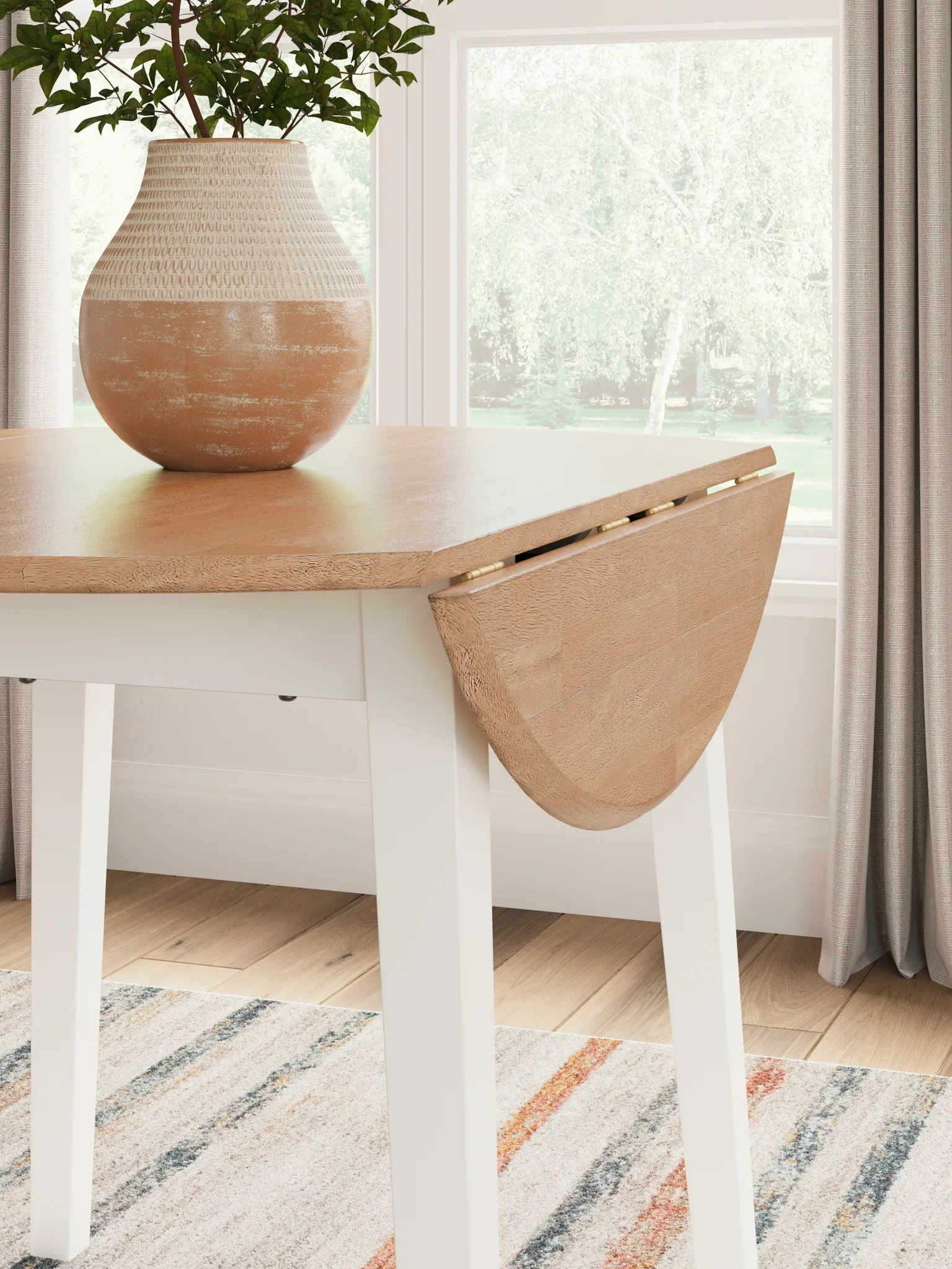 Gesthaven - Natural / White - Round Dining Room Drop Leaf Table - Image 6