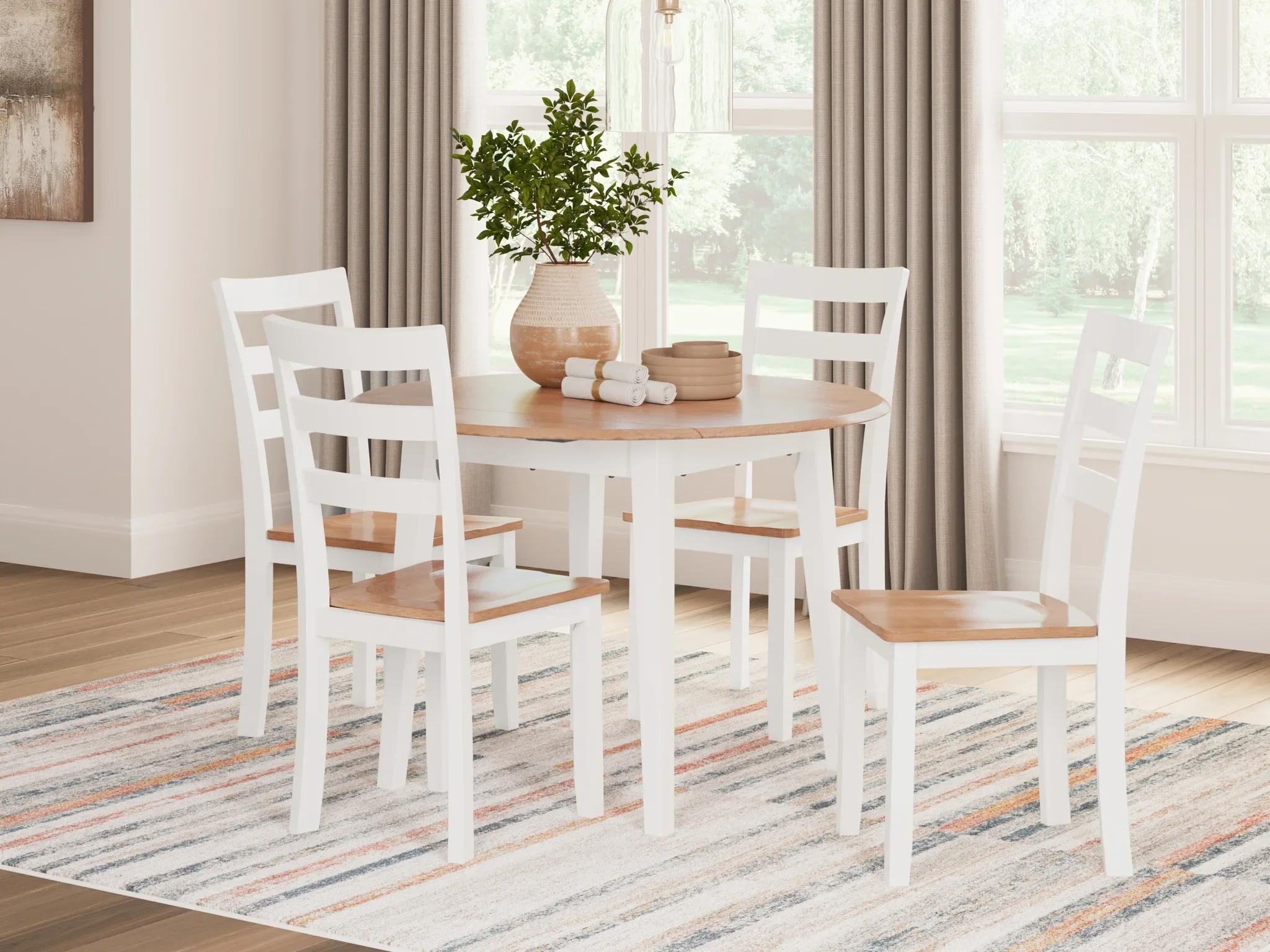 Gesthaven - Natural / White - Round Dining Room Drop Leaf Table - Image 7