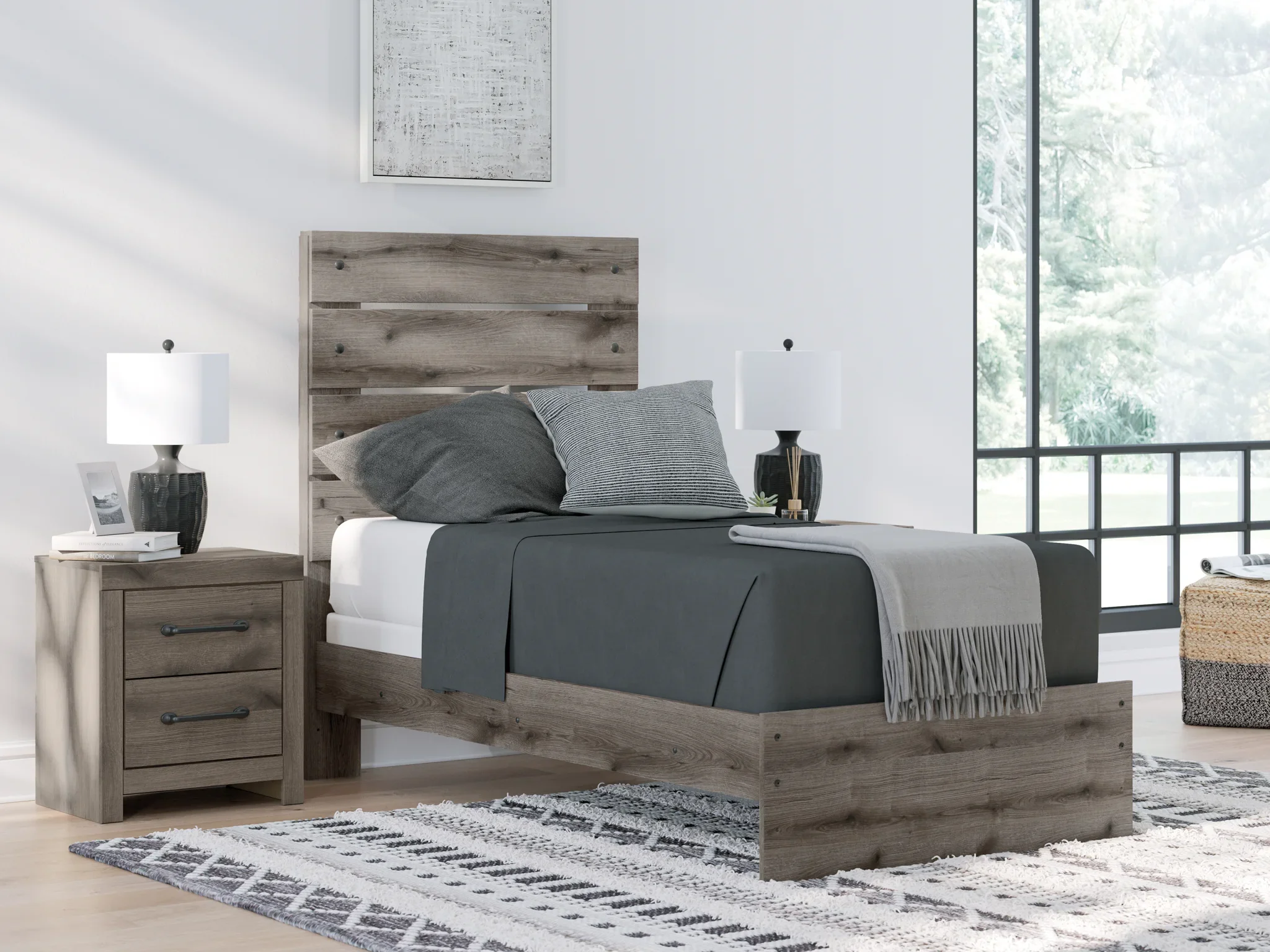 Graystorm - Brown Gray - Twin Panel Bed - Image 3