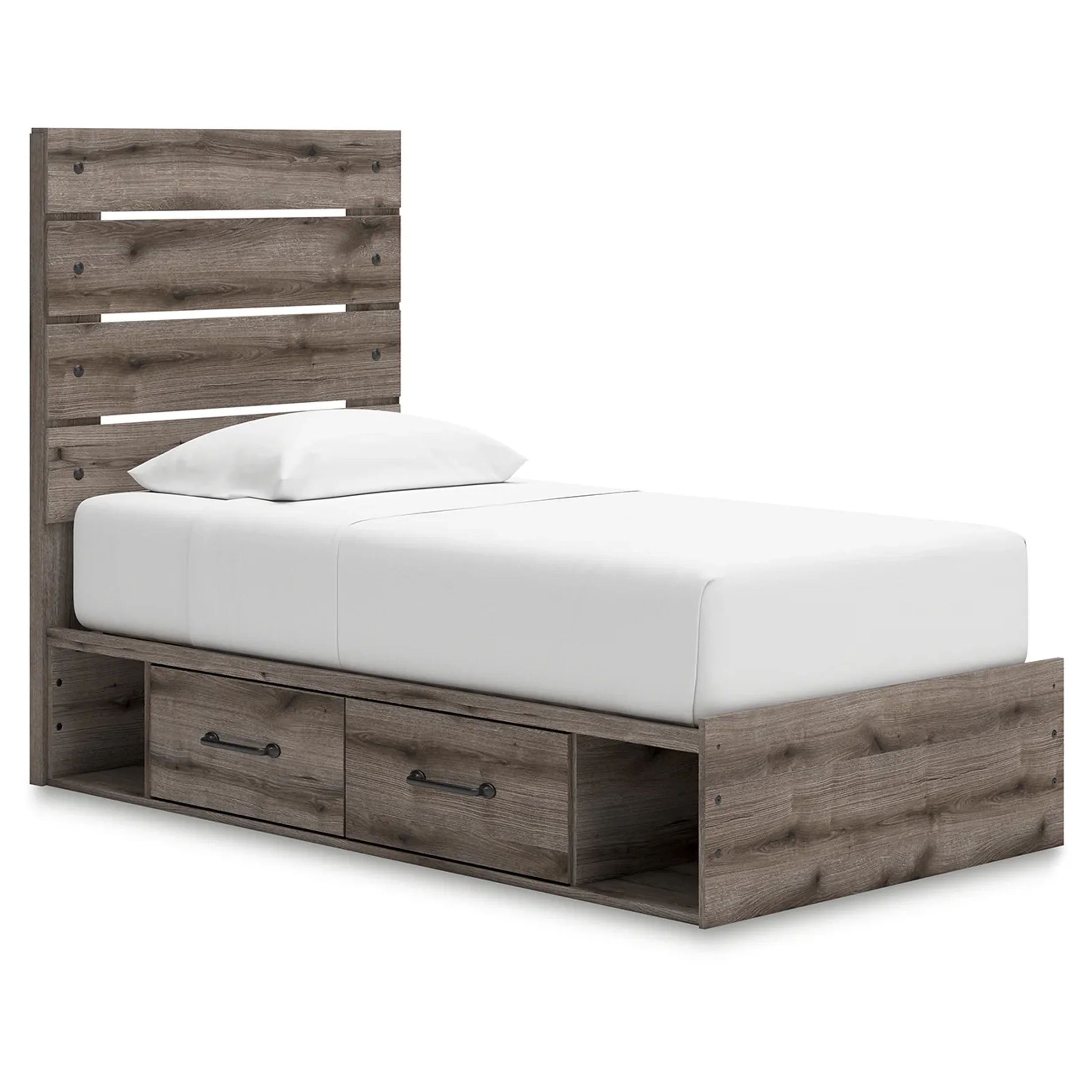 Graystorm - Twin Panel Bed With Storage - Brown Gray