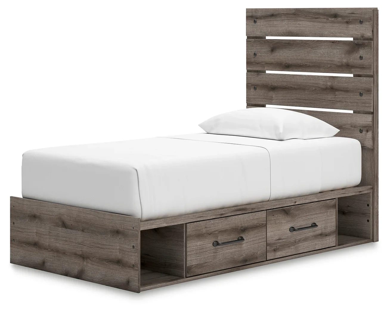 Graystorm - Twin Panel Bed With Storage - Brown Gray - Image 2