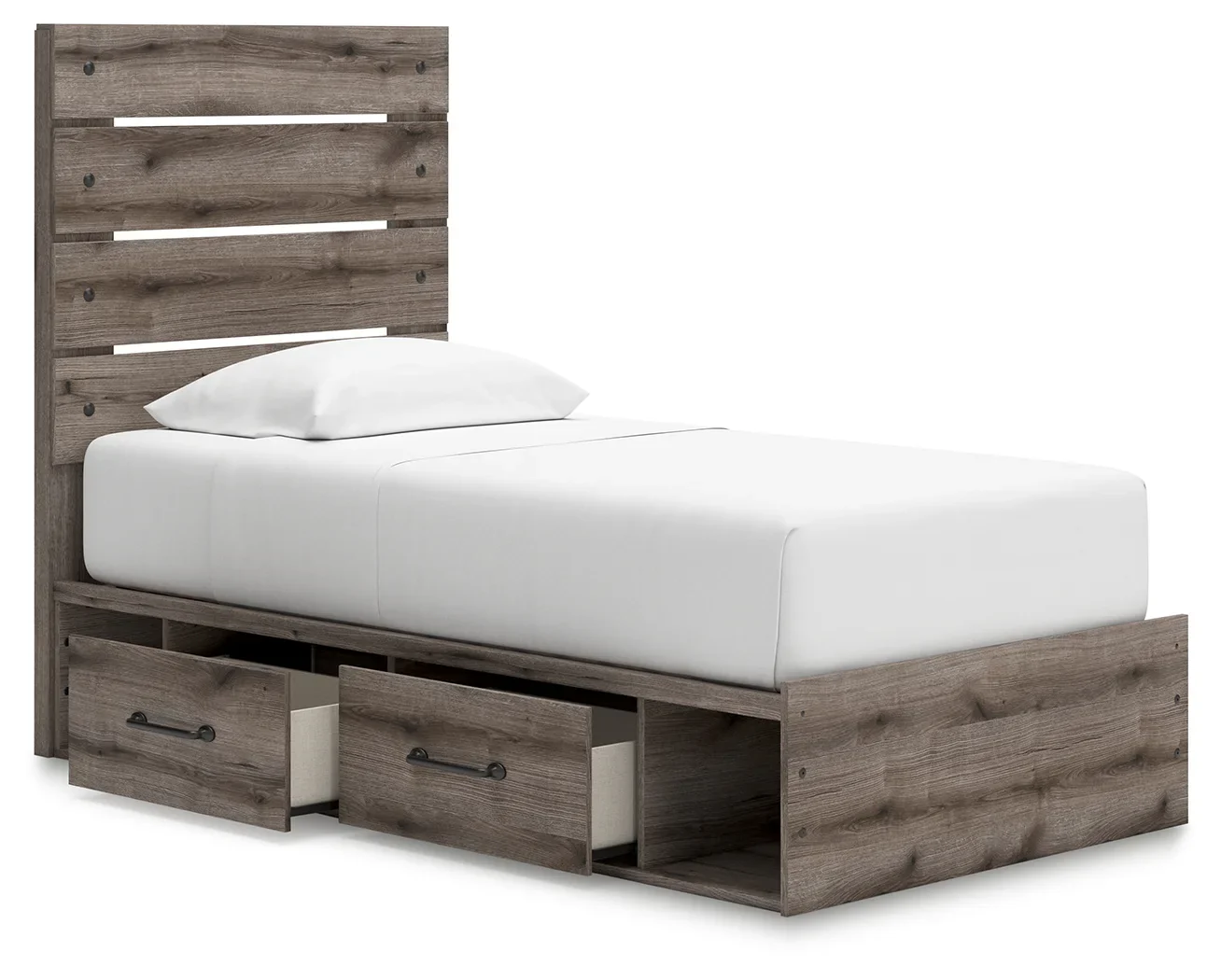 Graystorm - Twin Panel Bed With Storage - Brown Gray - Image 3