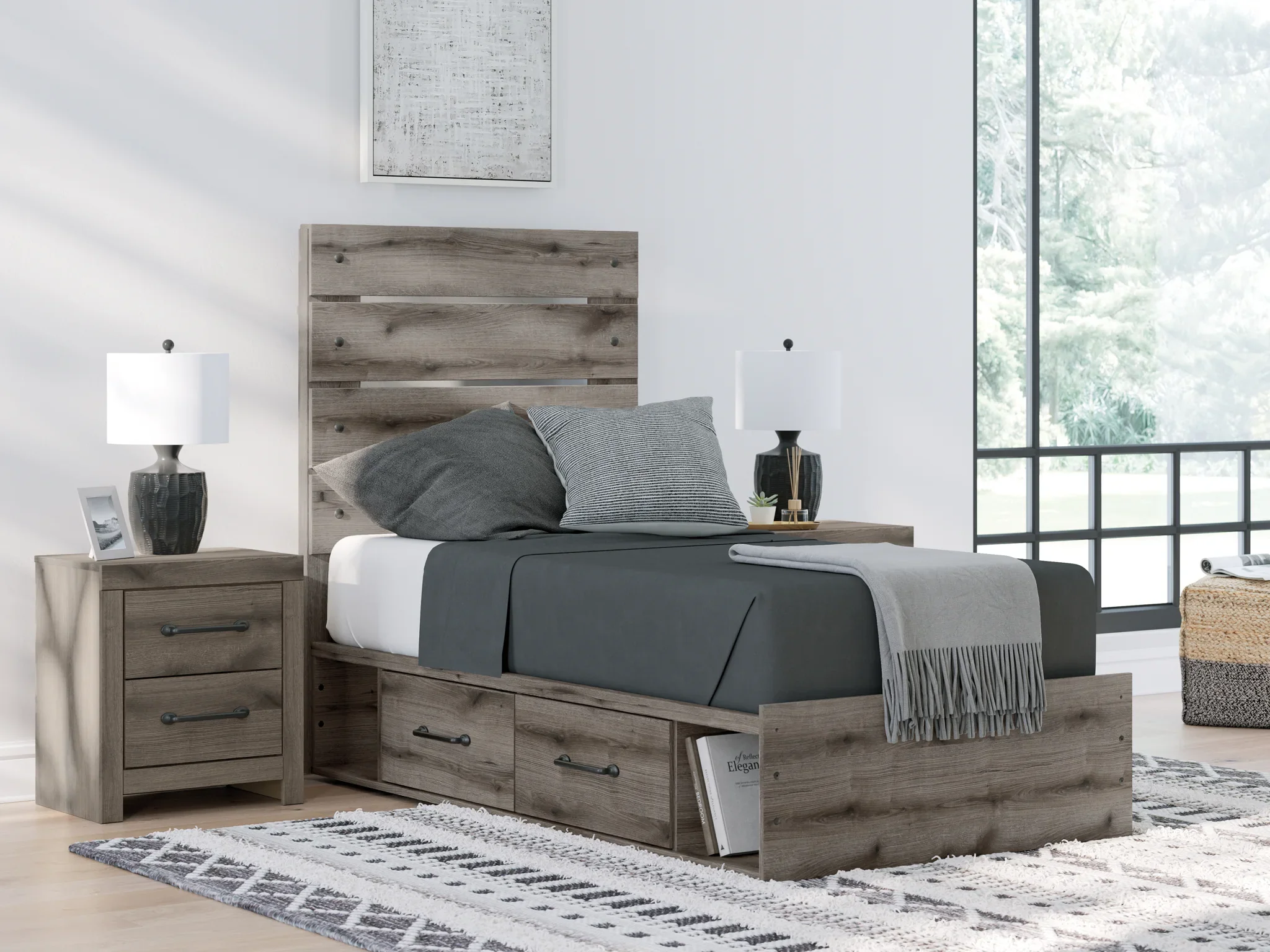 Graystorm - Twin Panel Bed With Storage - Brown Gray - Image 5