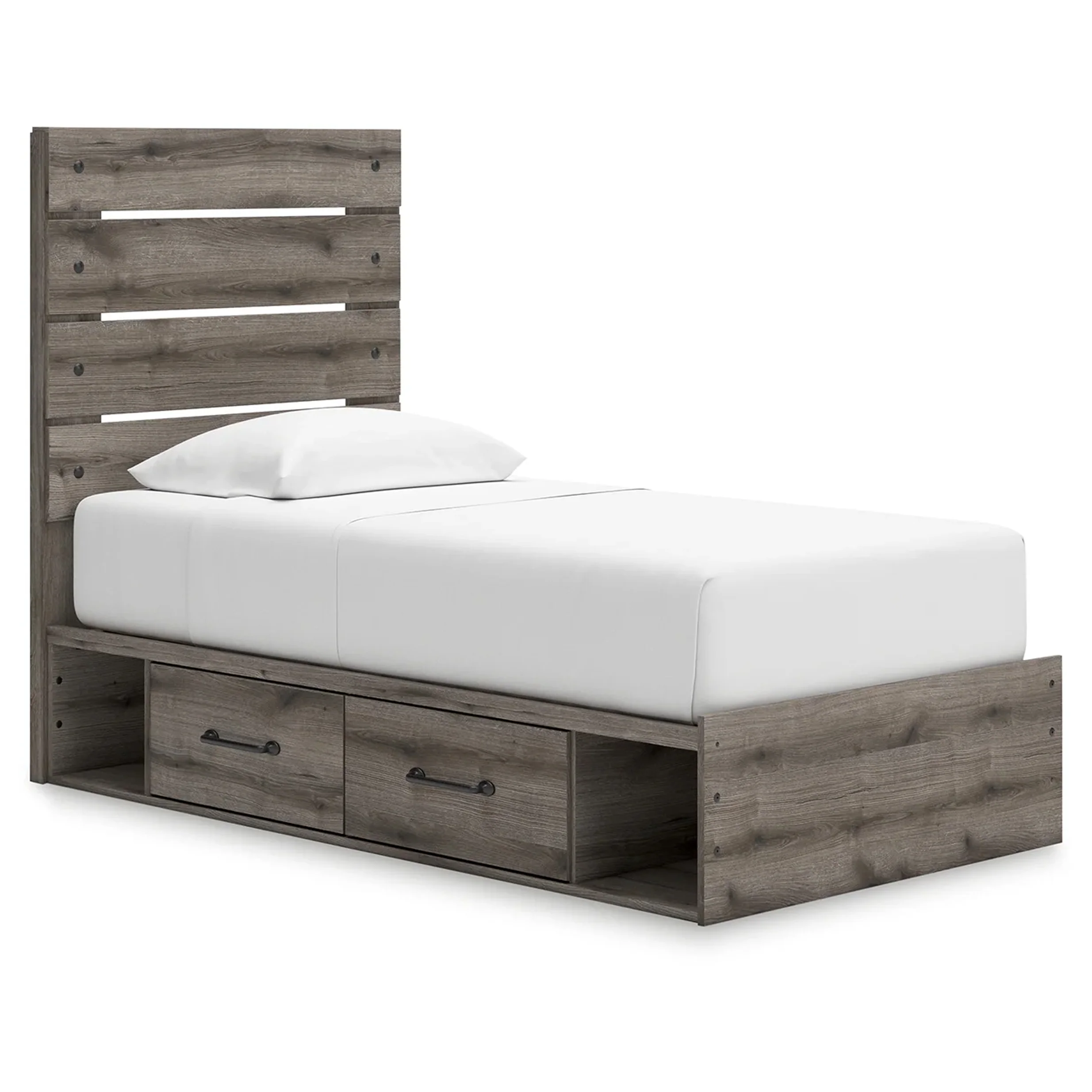 Graystorm - Twin Panel Storage Bed - Brown Gray