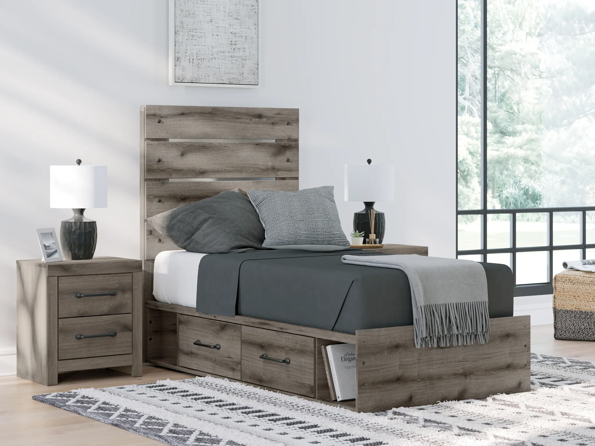 Graystorm - Twin Panel Storage Bed - Brown Gray - Image 4